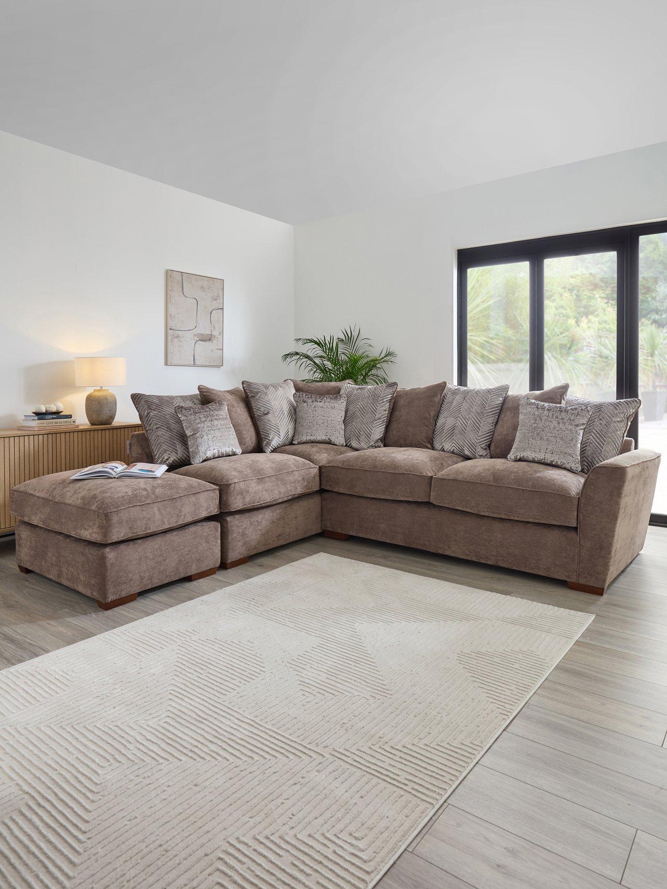 Image 1 of 7 of The Very Collection Roulette Left Hand Fabric Corner Chaise Sofa Bed with Footstool
