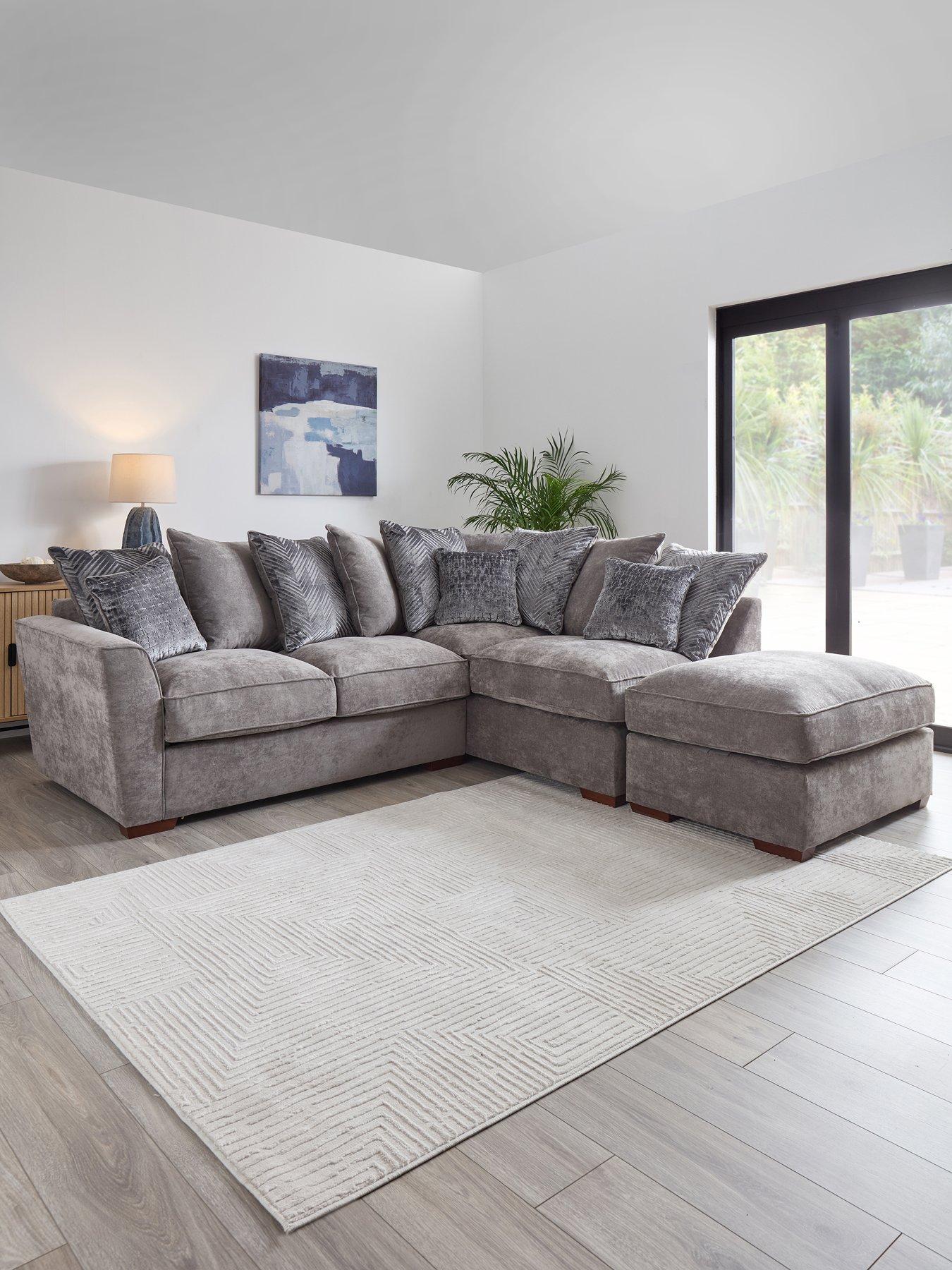 The Very Collection Roulette Right Hand Fabric Corner Chaise With Footstool  &  Sofabed