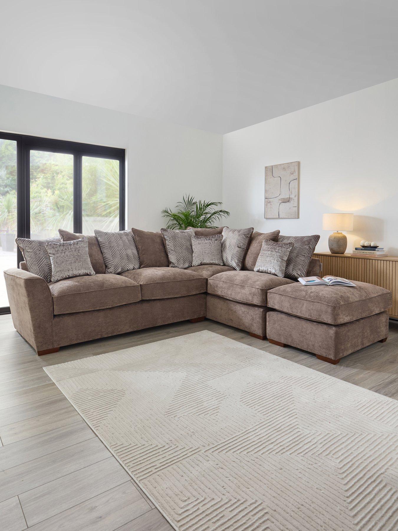 The Very Collection Roulette Right Hand Fabric Corner Chaise With Footstool  &  Sofabed