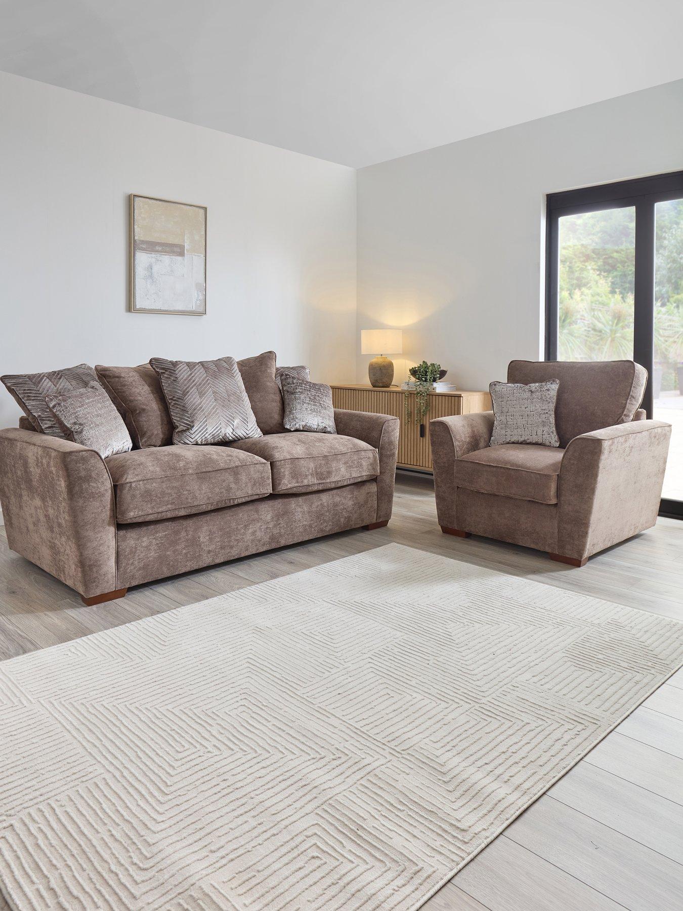 Image 1 of 7 of The Very Collection Roulette 3 Seater Fabric Sofa + Chair Set