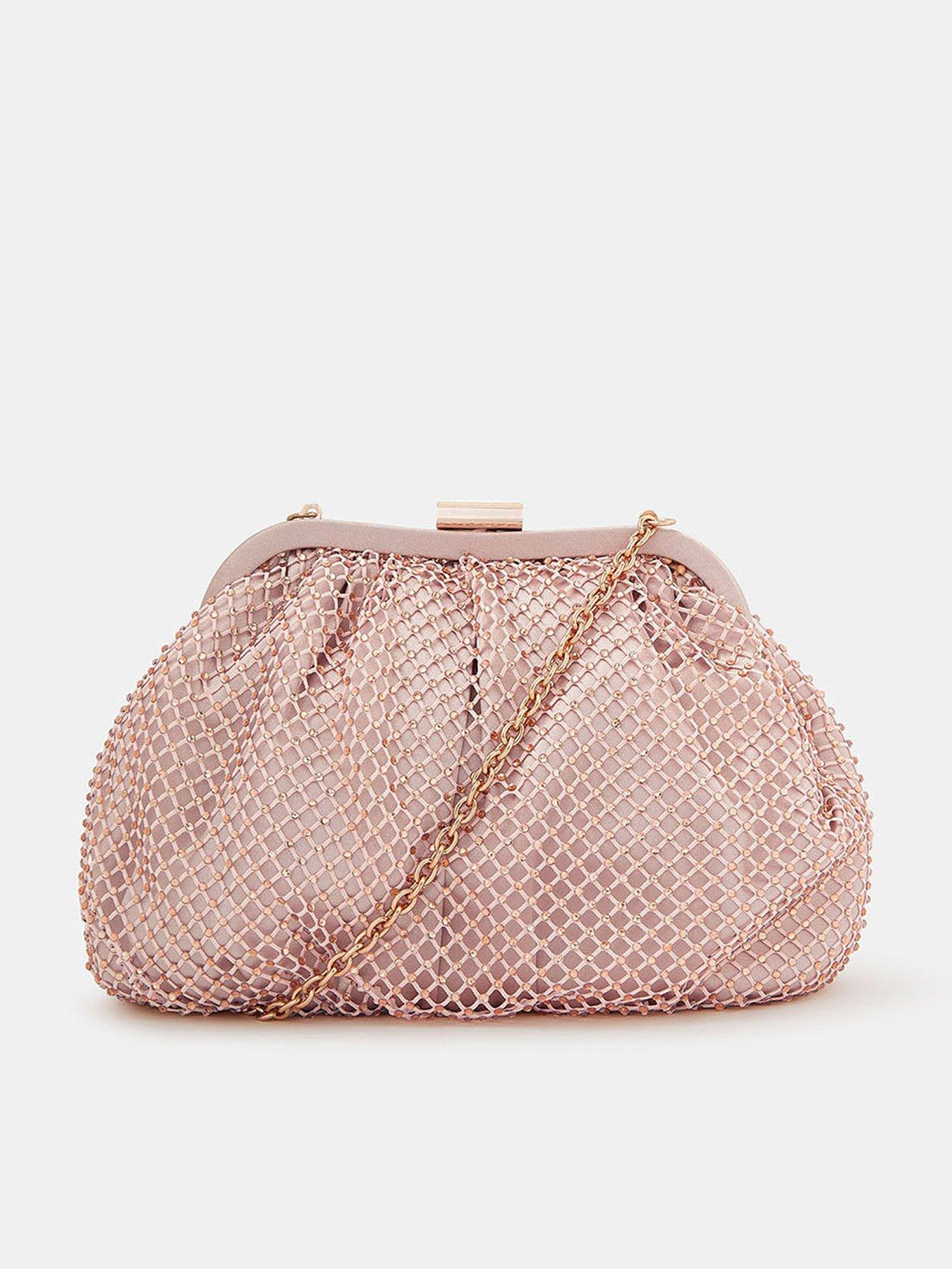 image of accessorize-sequin-clip-frame-clutch-bag-pink