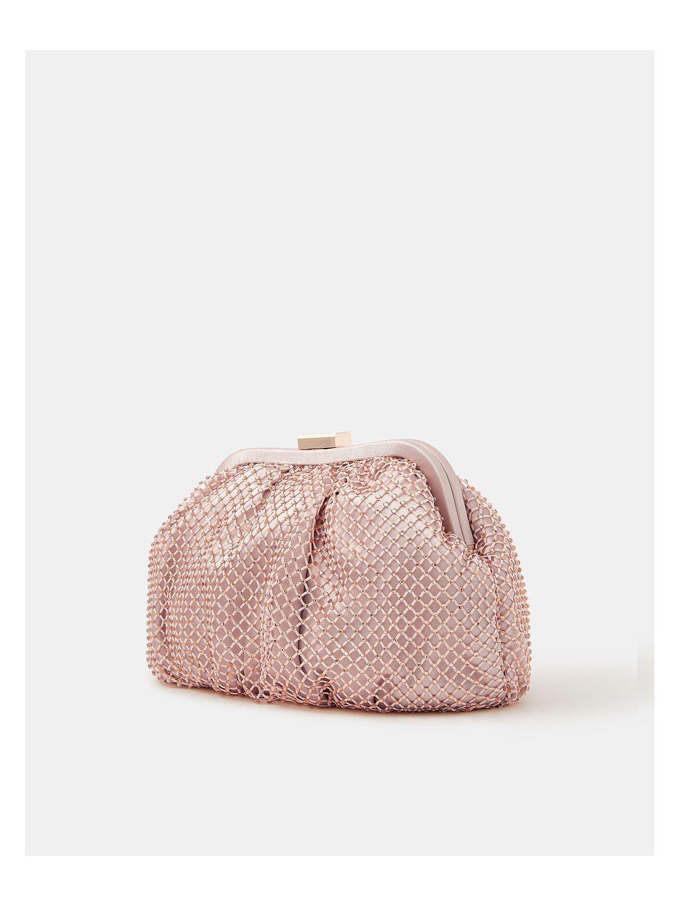  image of accessorize-sequin-clip-frame-clutch-bag-pink