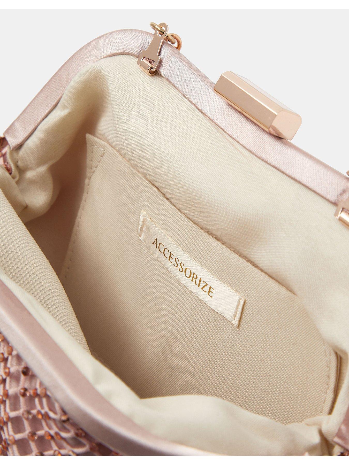  image of accessorize-sequin-clip-frame-clutch-bag-pink