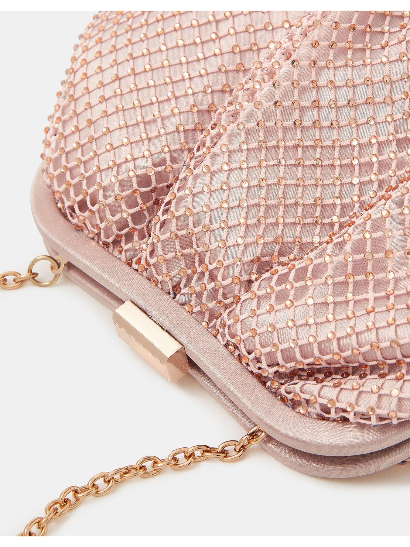  image of accessorize-sequin-clip-frame-clutch-bag-pink