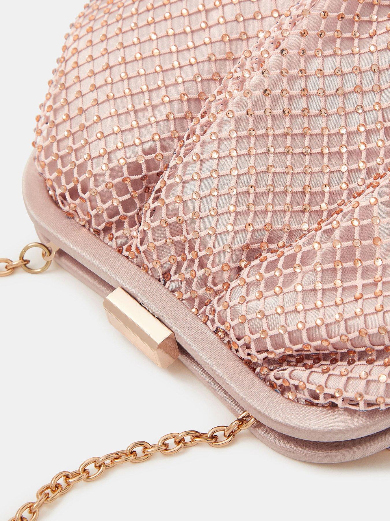 Image 5 of 5 of Accessorize Sequin Clip Frame Clutch Bag - Pink