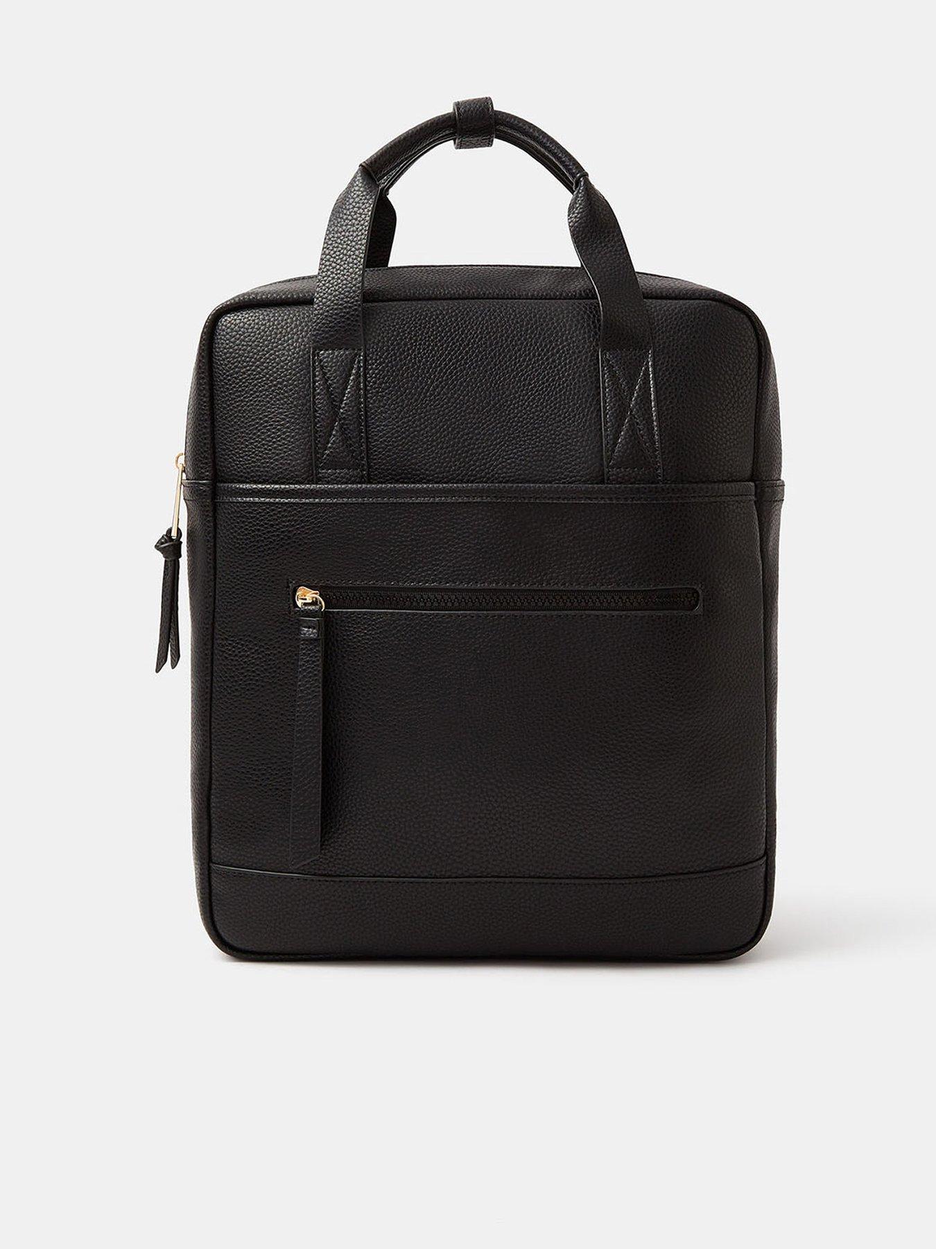 Image 1 of 5 of Accessorize Faux Leather Backpack - Black