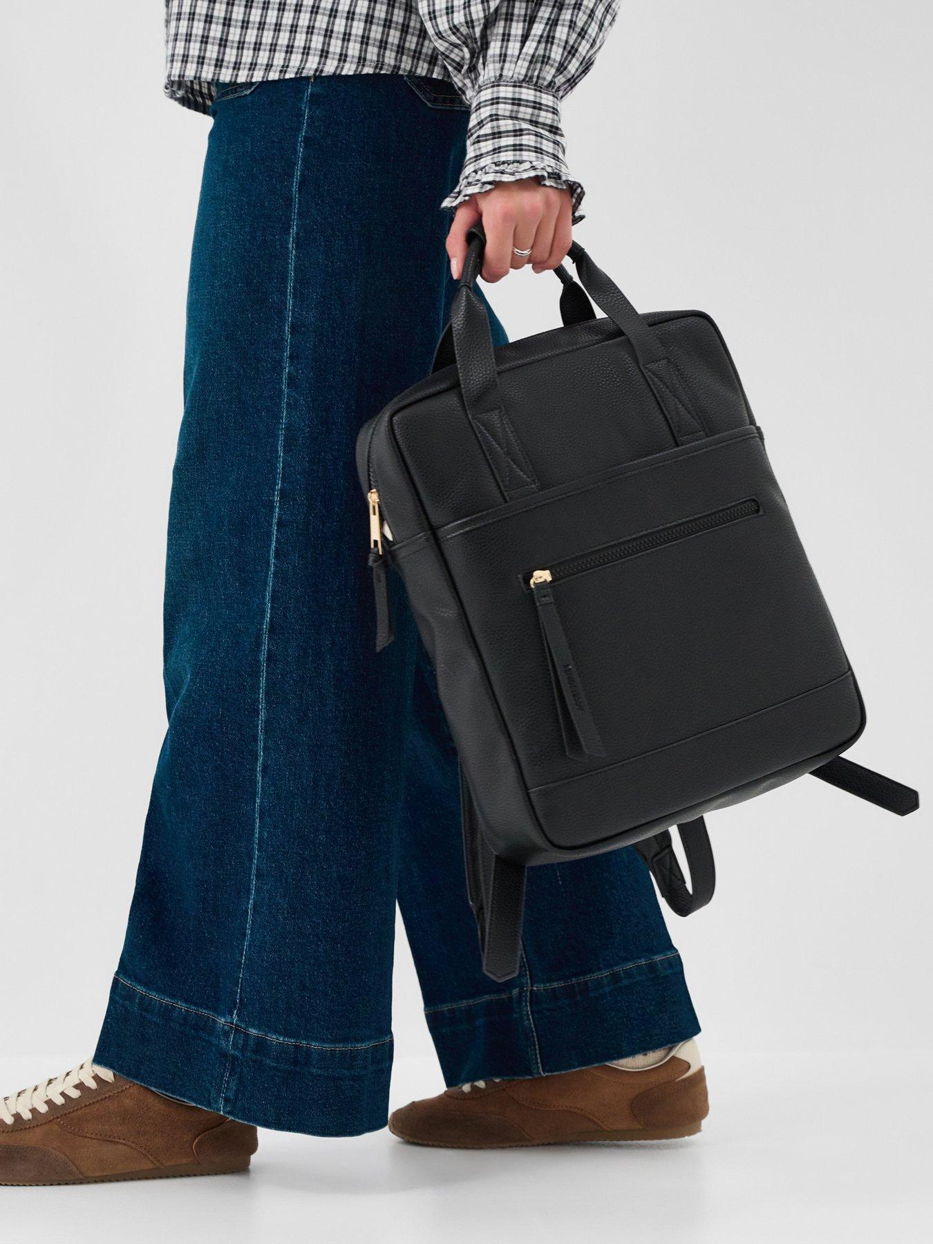 Image 2 of 5 of Accessorize Faux Leather Backpack - Black