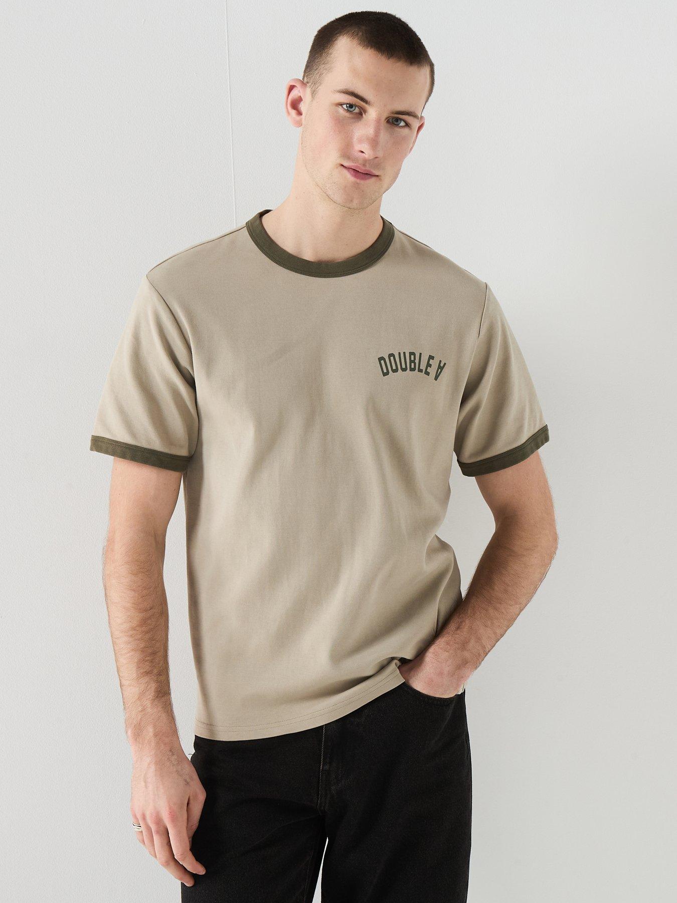 Image 1 of 6 of Double A by Wood Wood Contrast Trims&nbsp;Ringer T-Shirt - Light Green