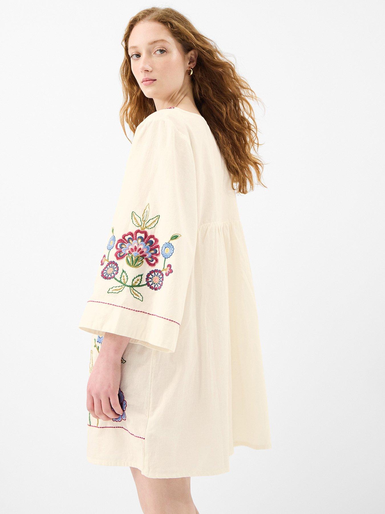 Image 2 of 4 of Accessorize Embroidered Cover Up Tunic - Cream