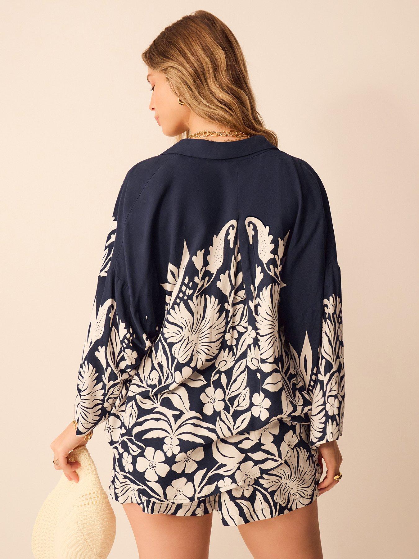 Image 2 of 4 of Accessorize Floral Print Shirt - Blue
