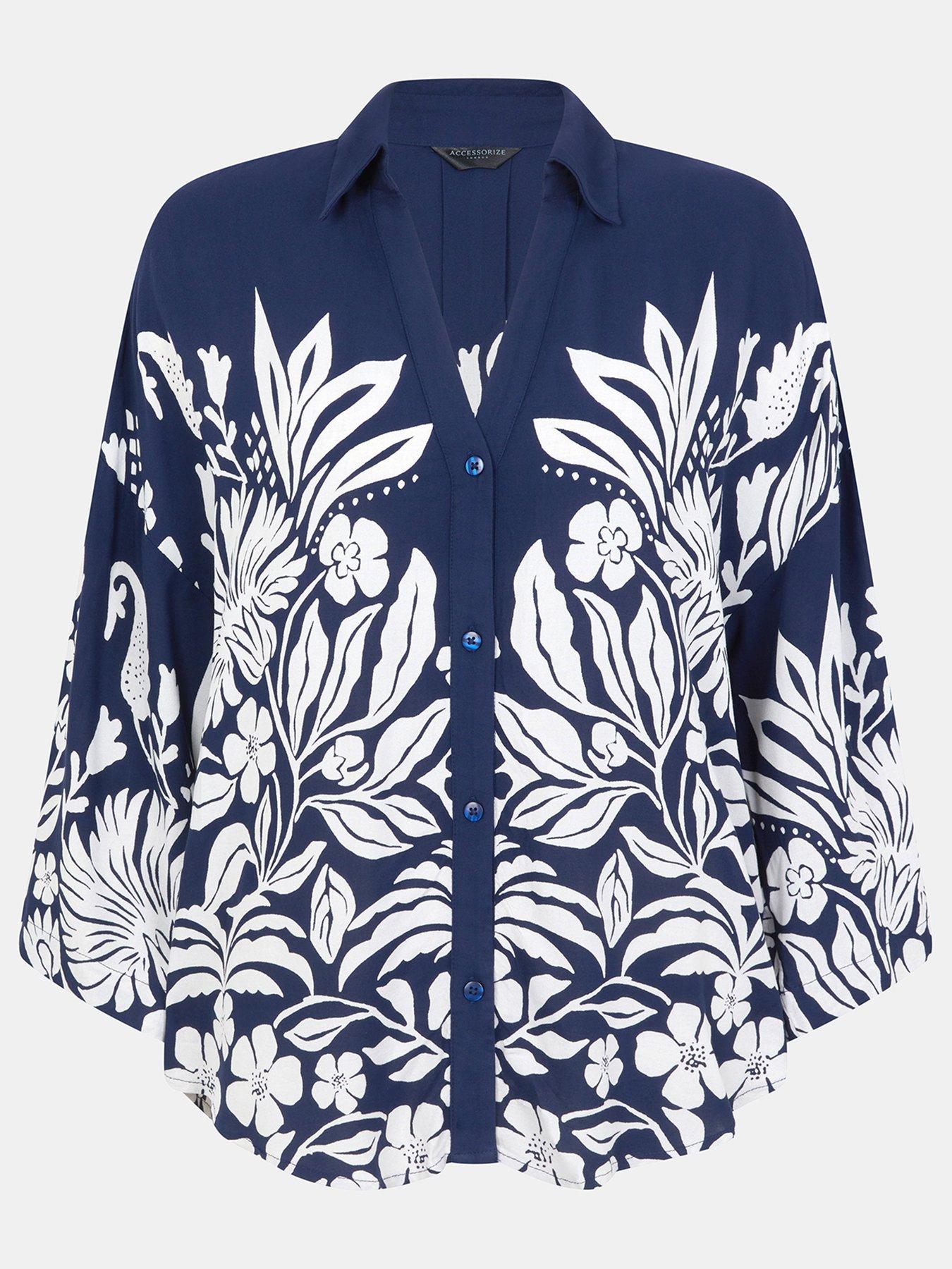 Image 4 of 4 of Accessorize Floral Print Shirt - Blue