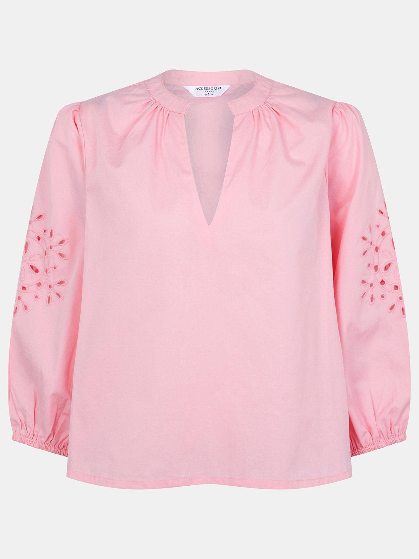  image of accessorize-floral-puff-sleeve-blouse-pink