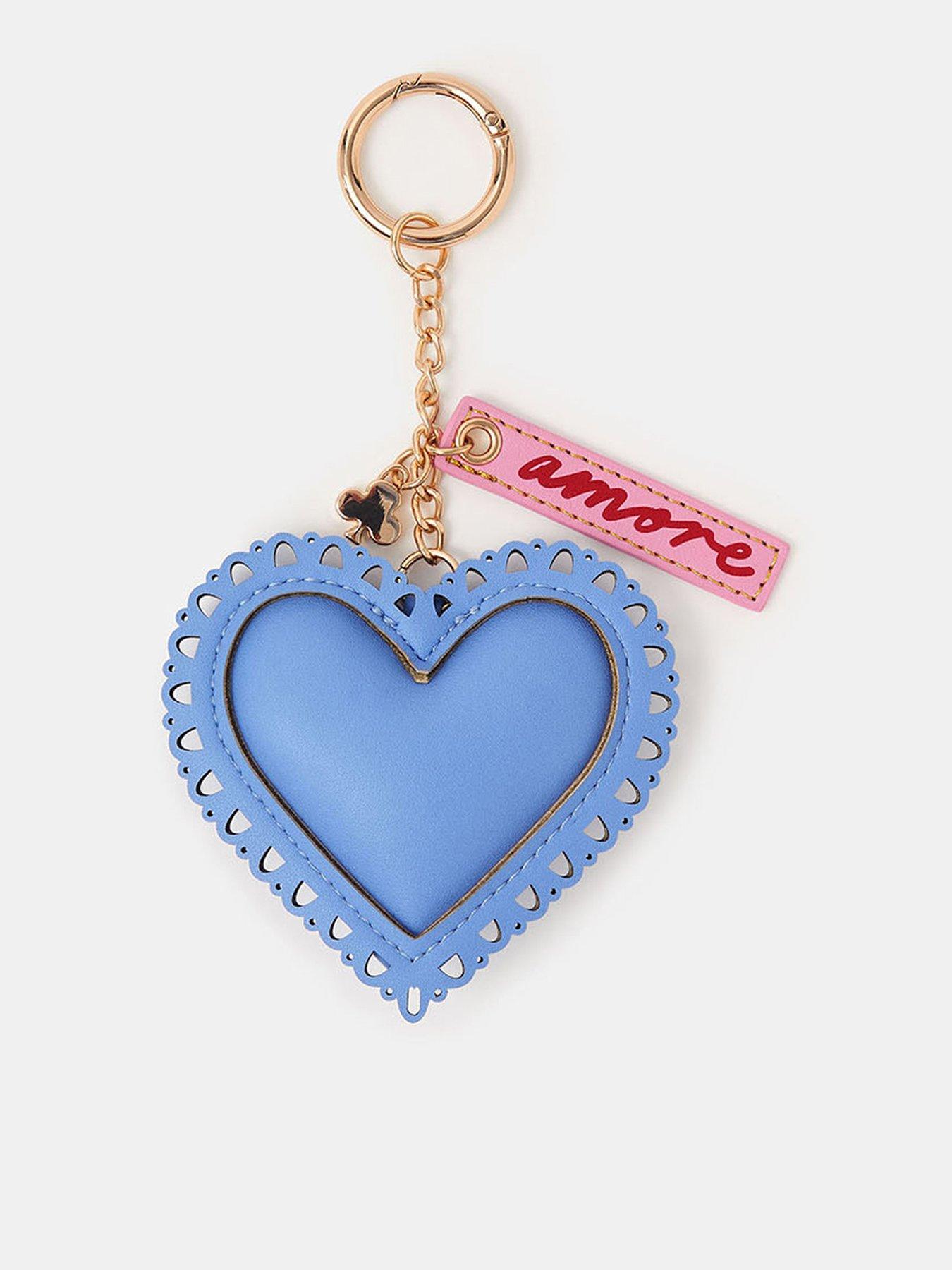 Image 1 of 4 of Accessorize Heart Bag Charm - Blue