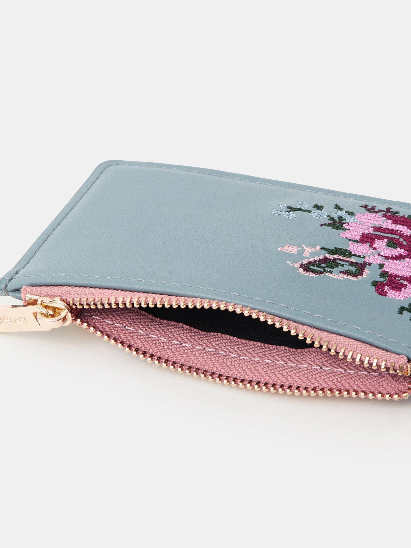  image of accessorize-cross-stitch-flower-cardholder-blue