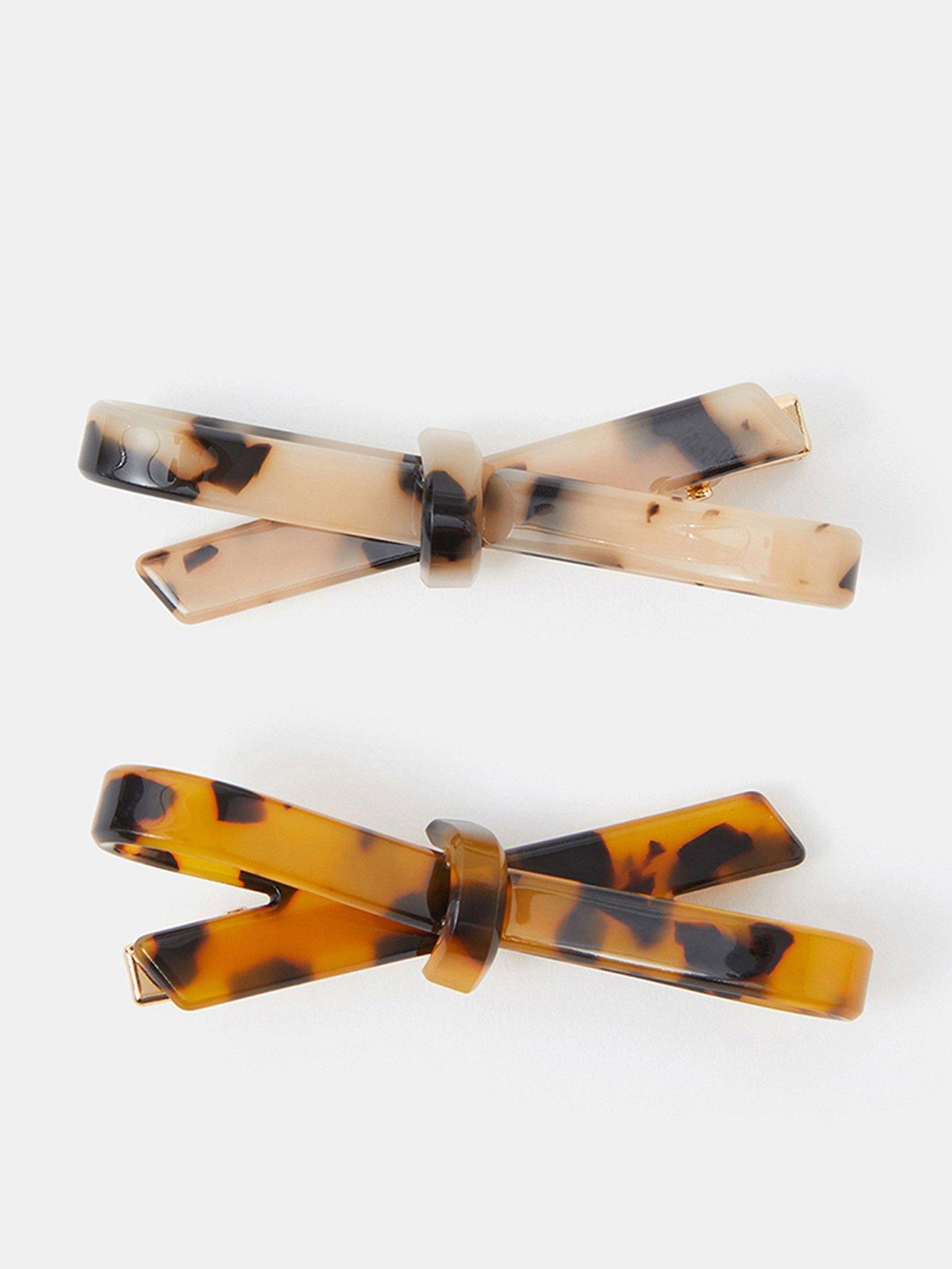 Accessorize 2 Pack Tort Bow Hair Clips - Brown