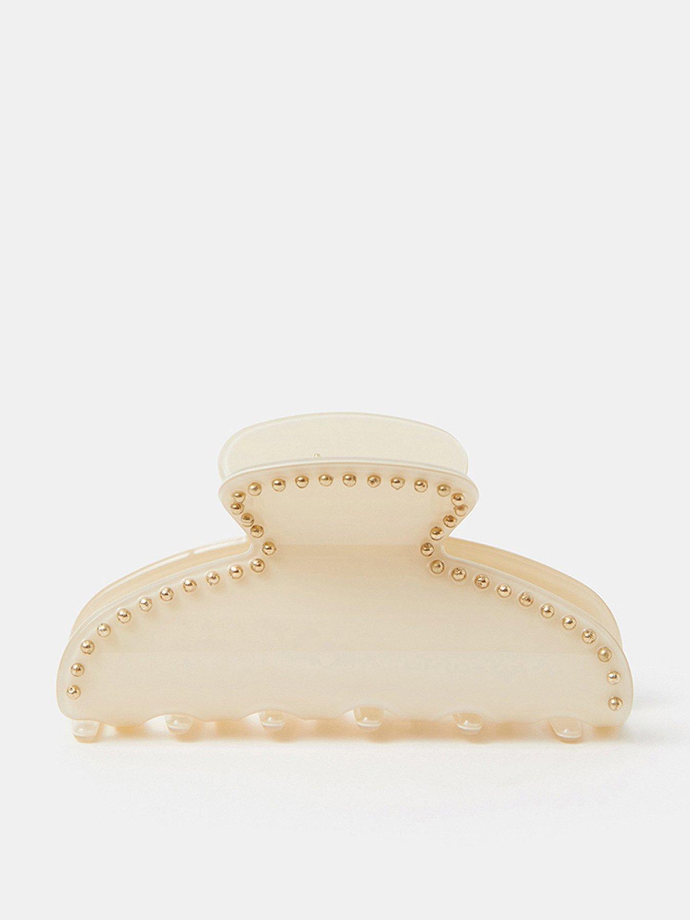 Image 1 of 3 of Accessorize Stud Claw Clip - Cream