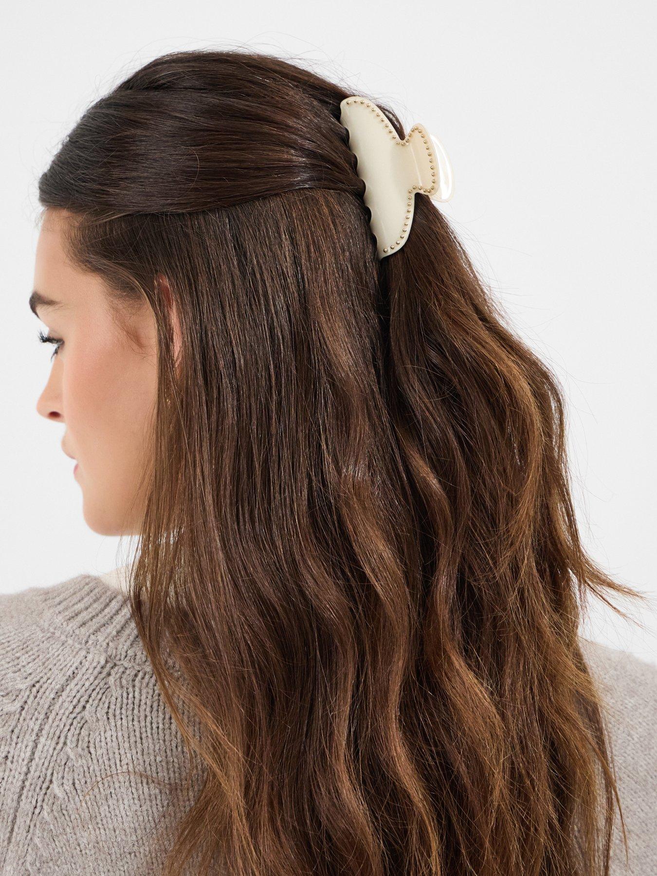 Image 2 of 3 of Accessorize Stud Claw Clip - Cream