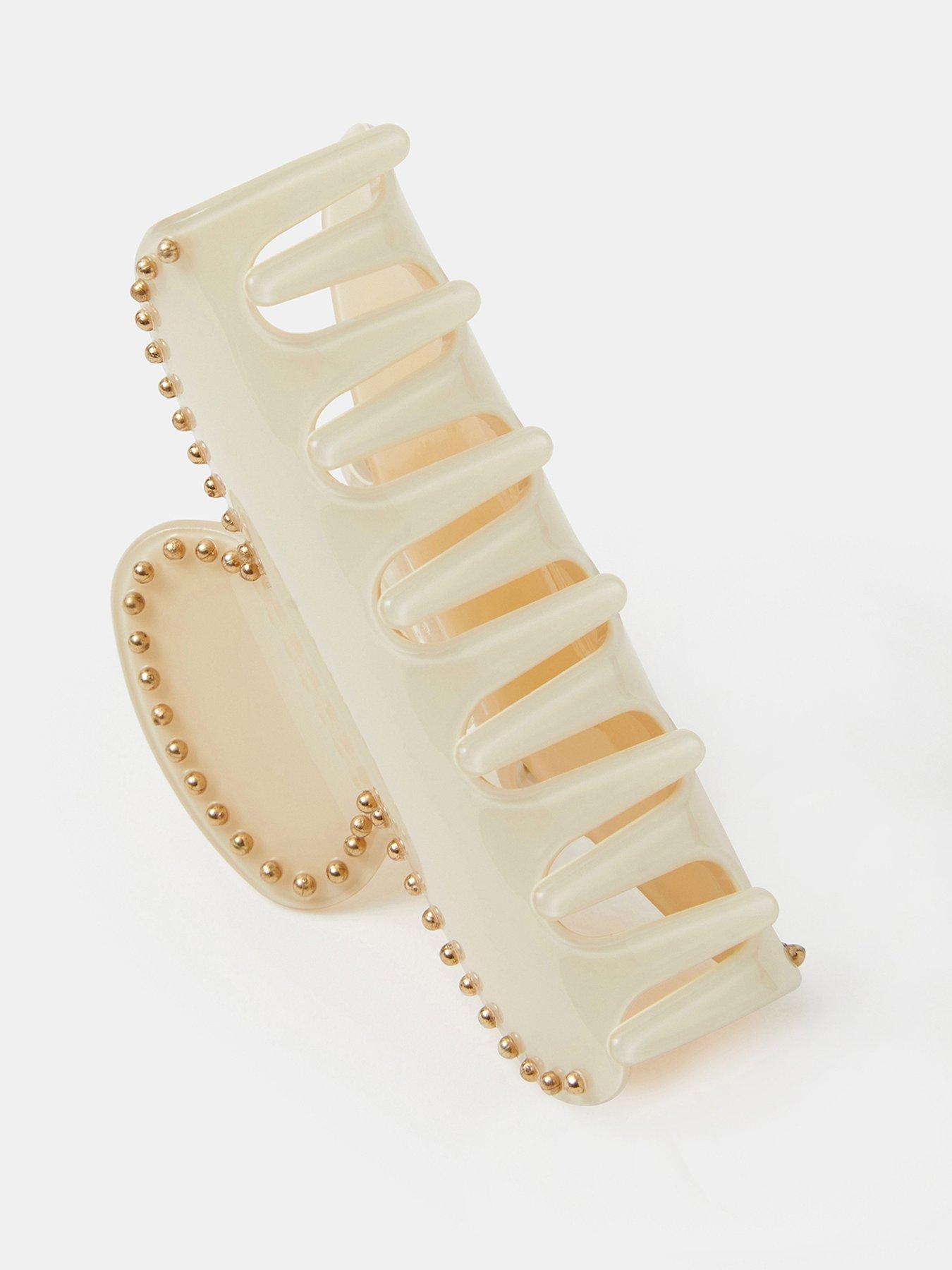 Image 3 of 3 of Accessorize Stud Claw Clip - Cream