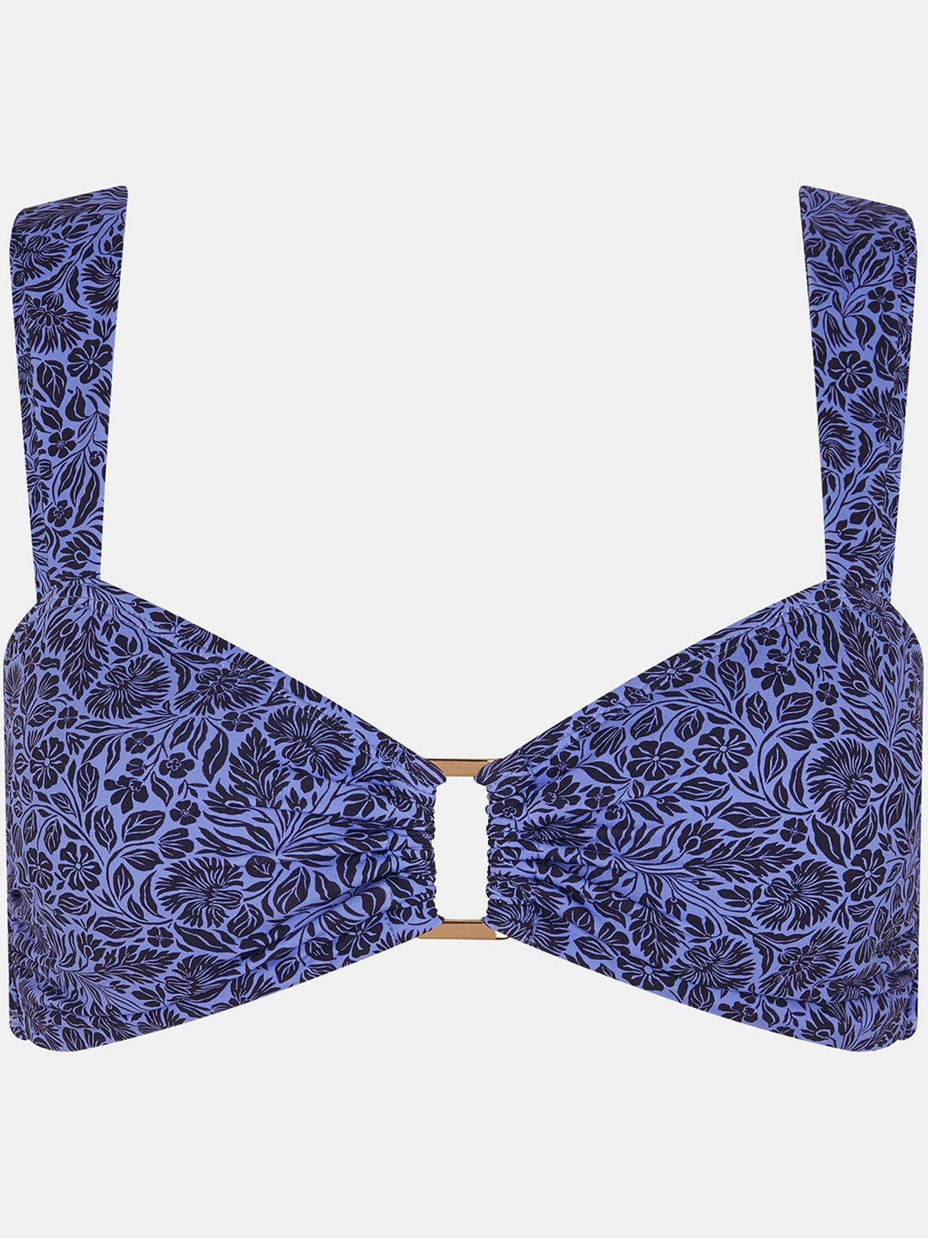  image of accessorize-floral-buckle-bikini-top-blue