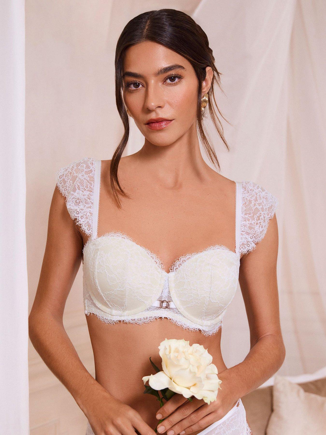 Lipsy Bridal All Over Lace Multiway Frill Bra - White