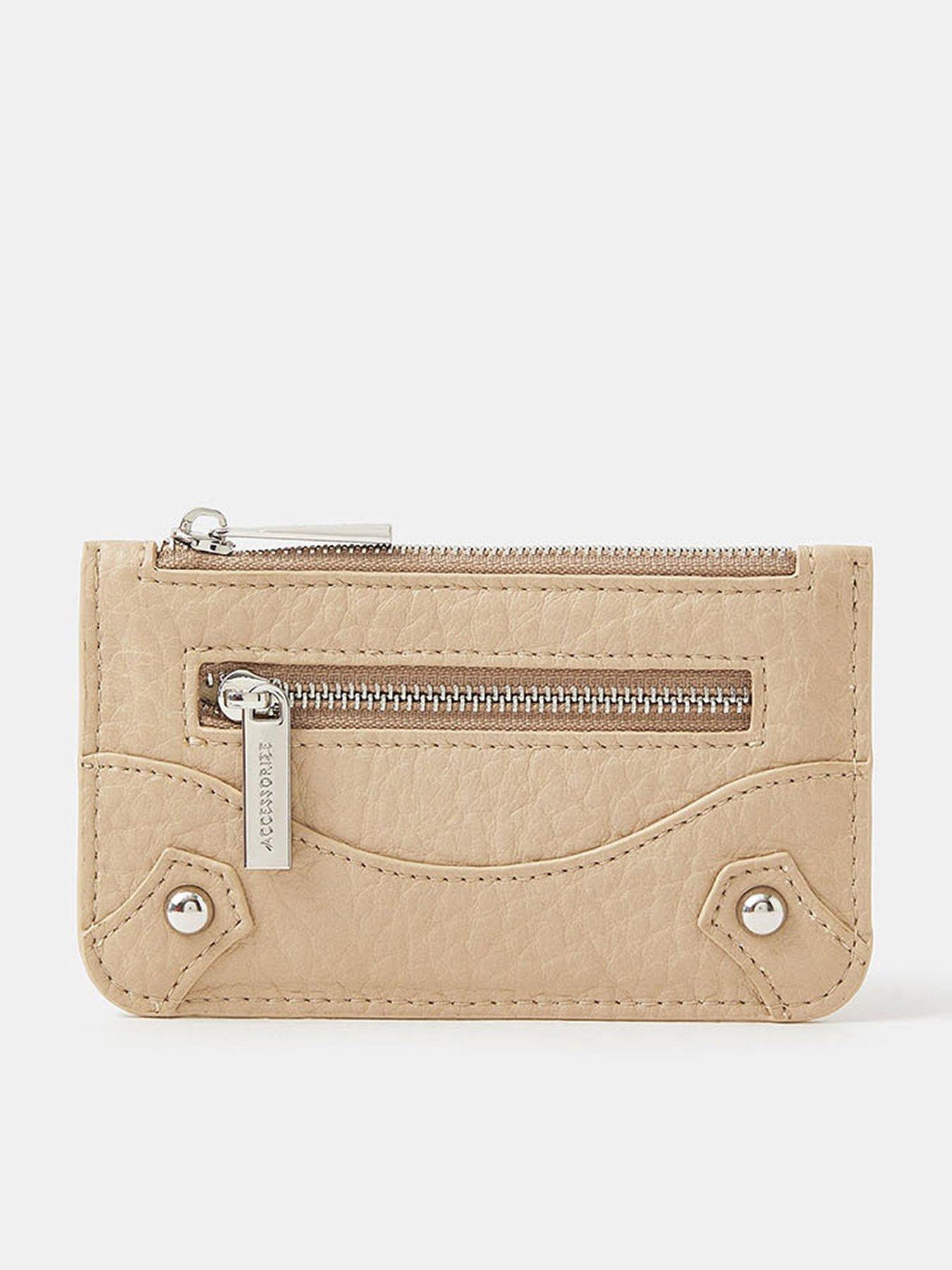 Image 1 of 3 of Accessorize Zip Front Card Holder - Light Brown