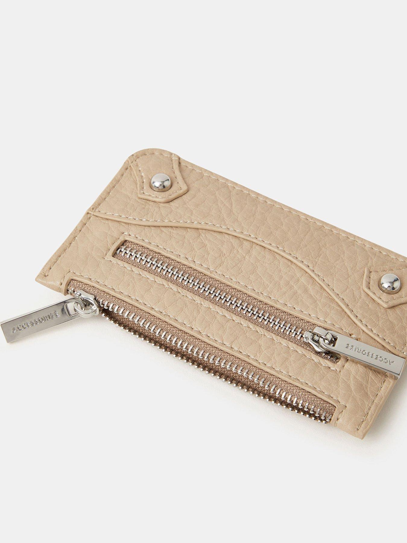 Image 3 of 3 of Accessorize Zip Front Card Holder - Light Brown