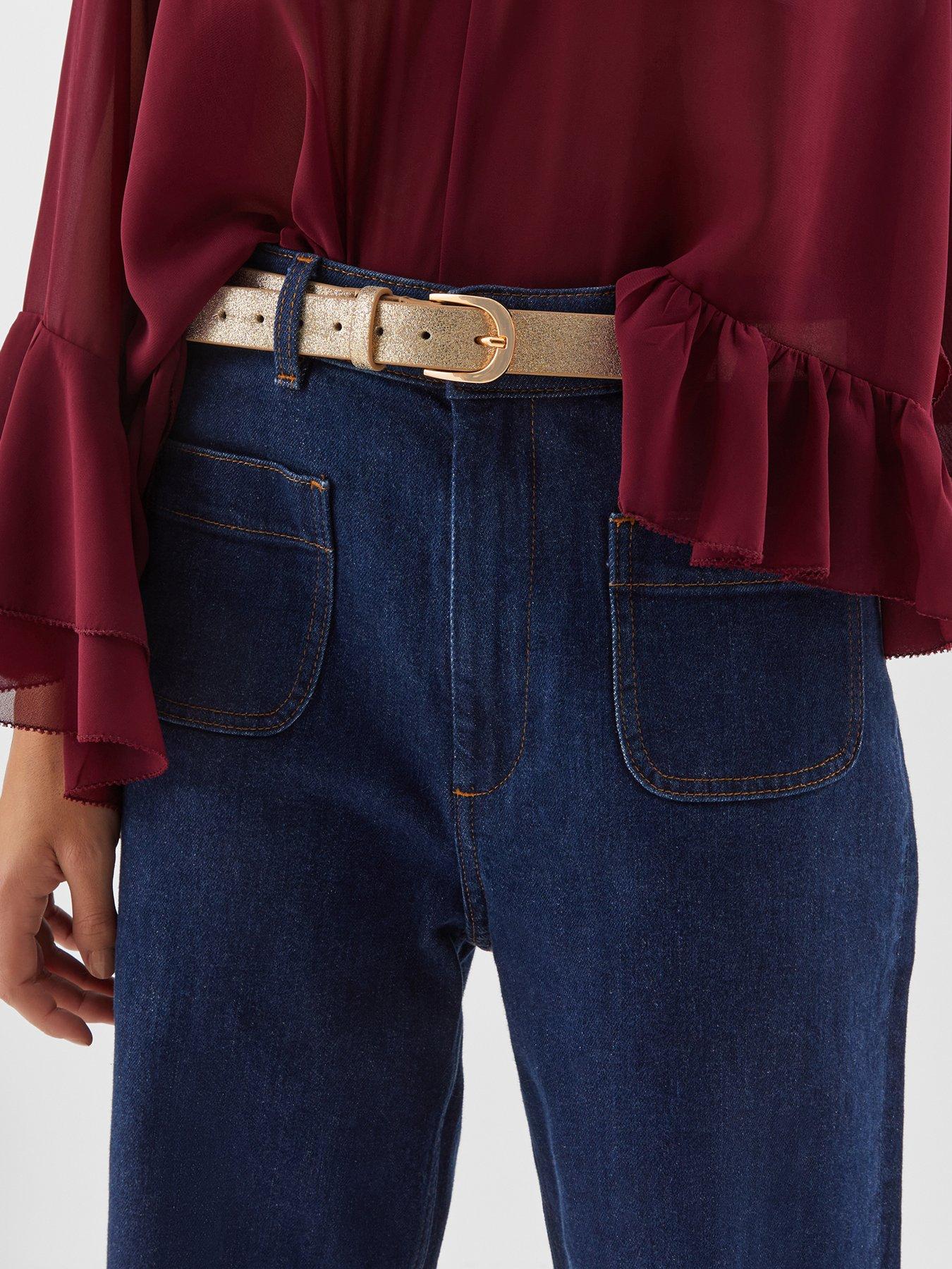  image of accessorize-metallic-leather-belt-gold