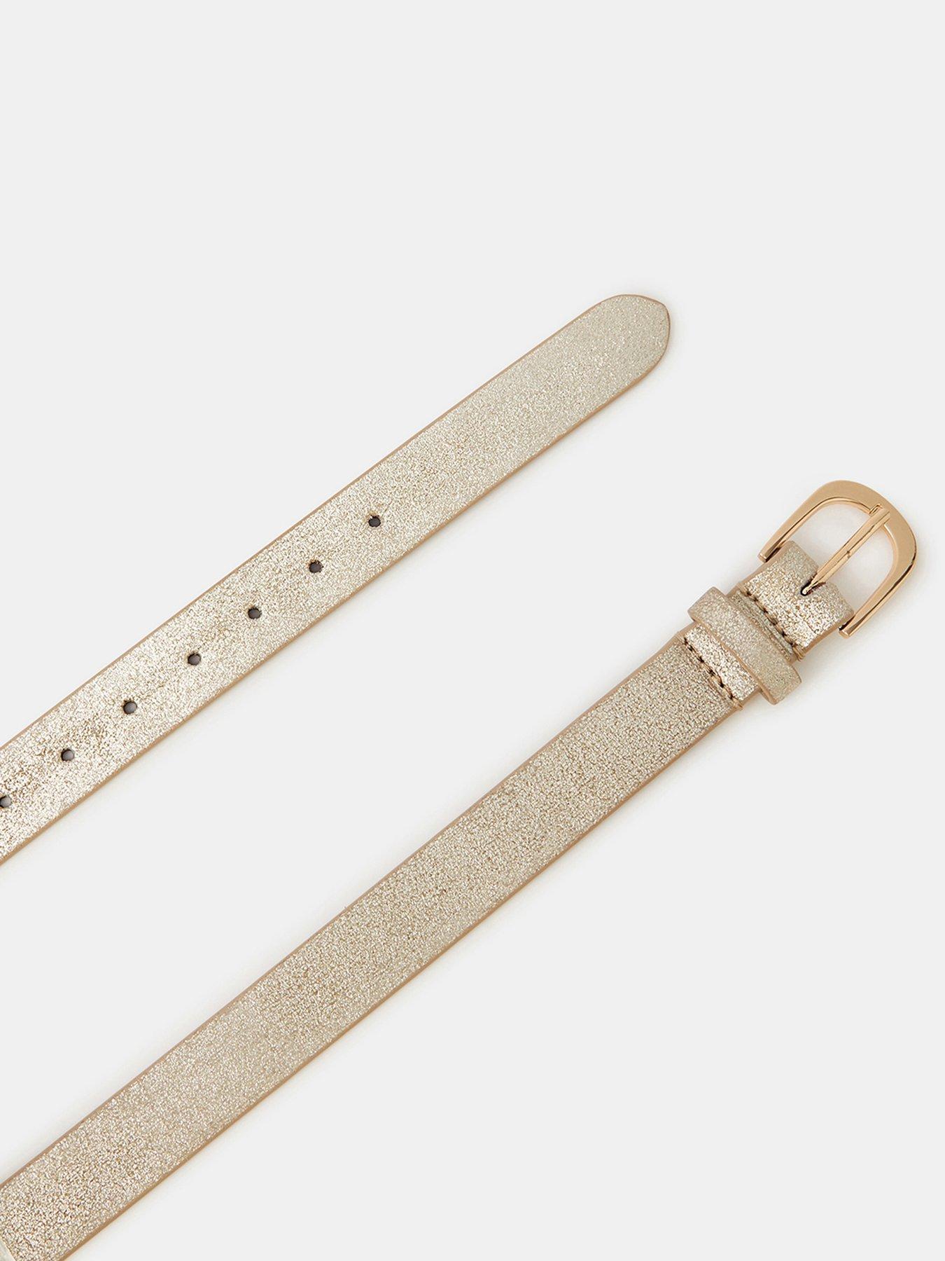  image of accessorize-metallic-leather-belt-gold