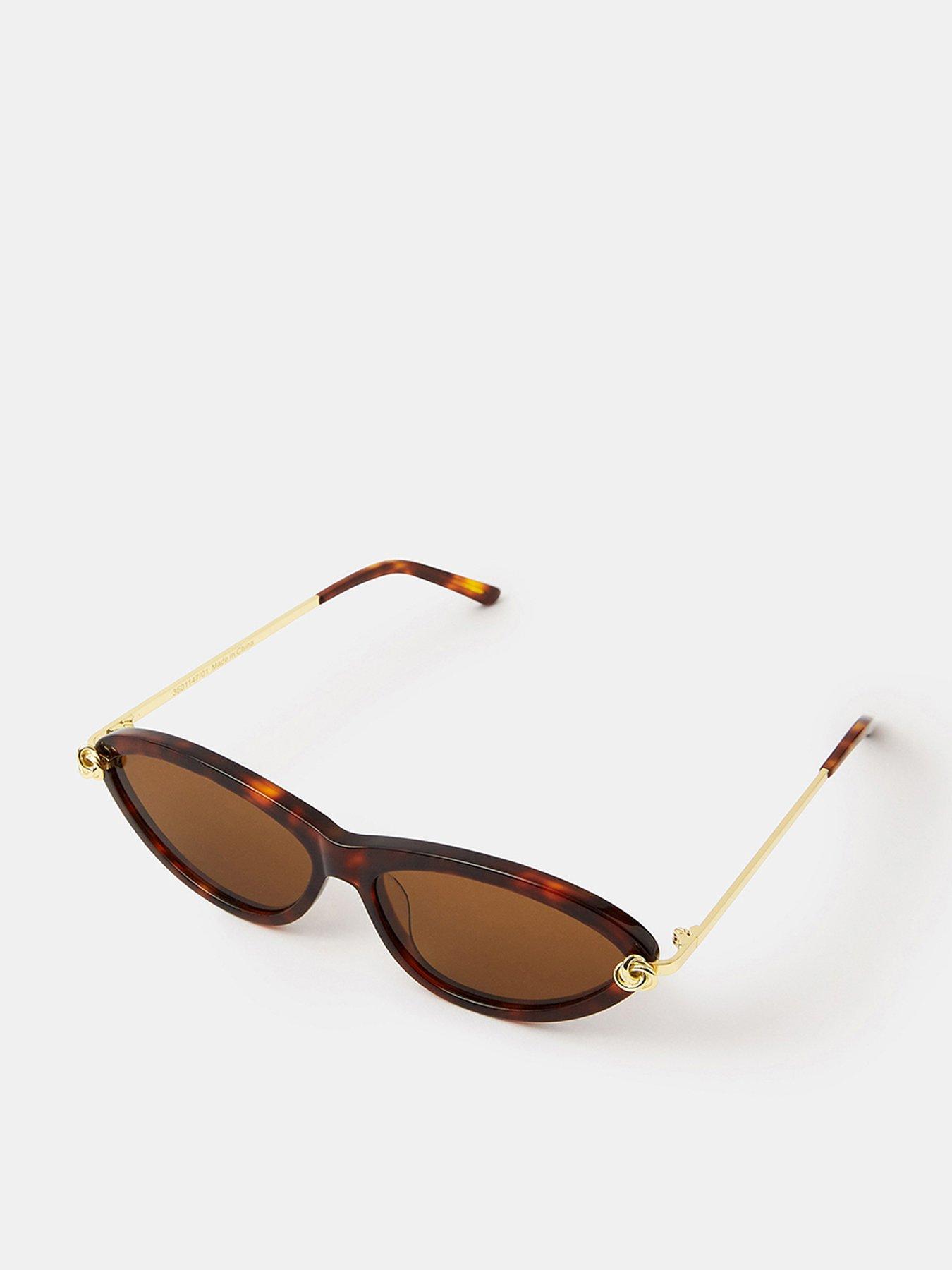  image of accessorize-knot-tort-cat-eye-sunglasses-brown