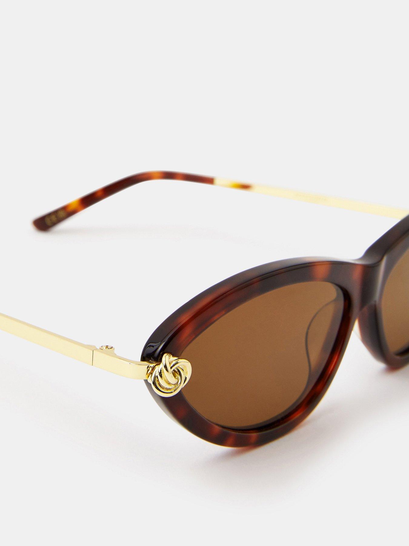  image of accessorize-knot-tort-cat-eye-sunglasses-brown