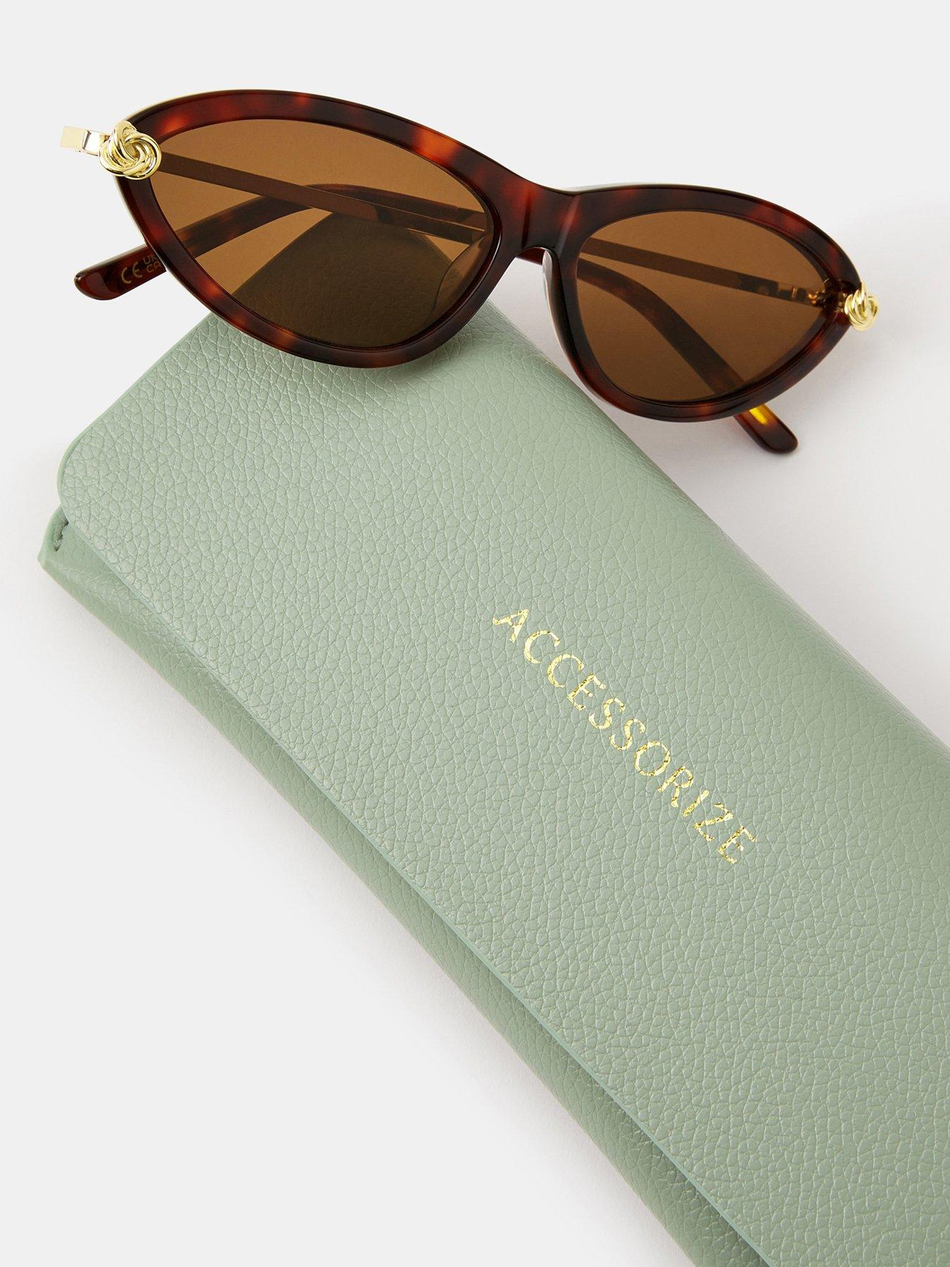  image of accessorize-knot-tort-cat-eye-sunglasses-brown