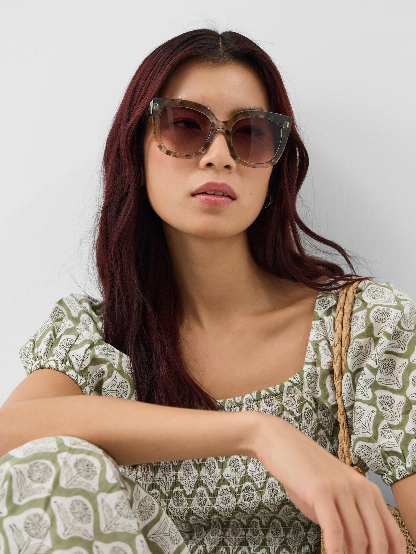  image of accessorize-oversized-square-sunglasses-green