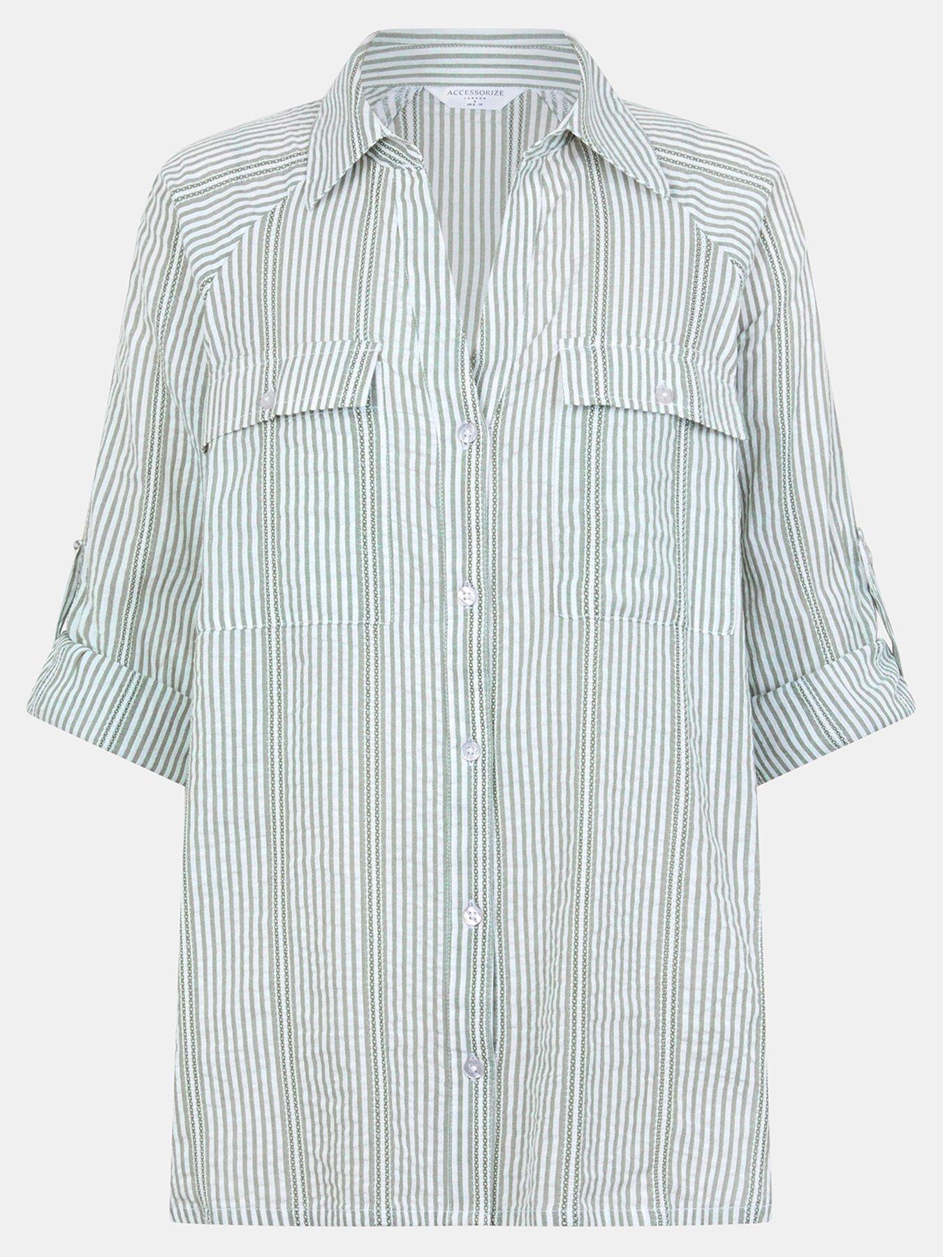  image of accessorize-stripe-cotton-shirt-green