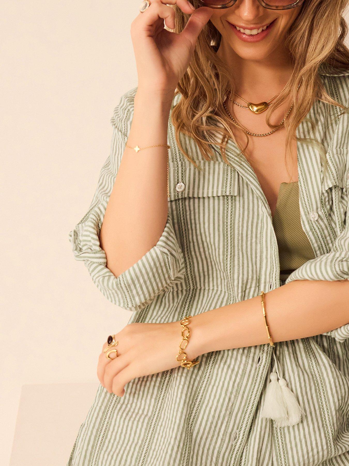  image of accessorize-stripe-cotton-shirt-green