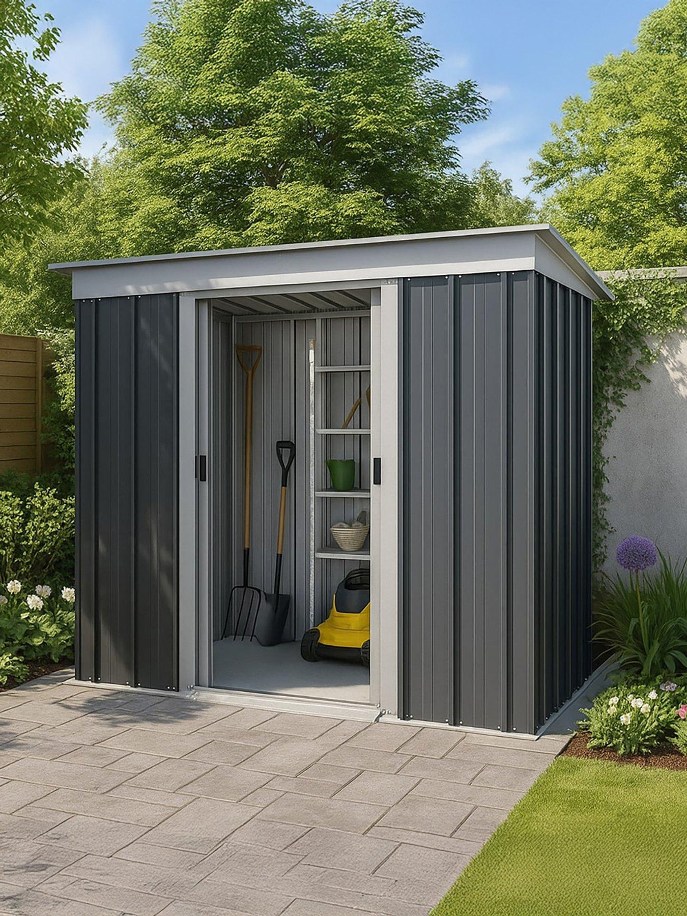 Yardmaster 6ft X 4ft Castleton Pent Roof Metal Shed With Floor Frame