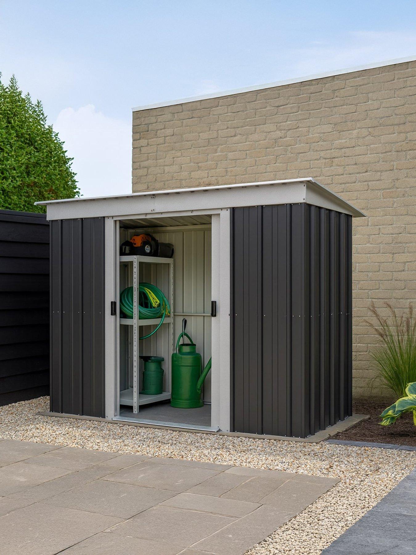 Yardmaster 8ft X 4ft Castleton Pent Roof Metal Shed With Floor Frame