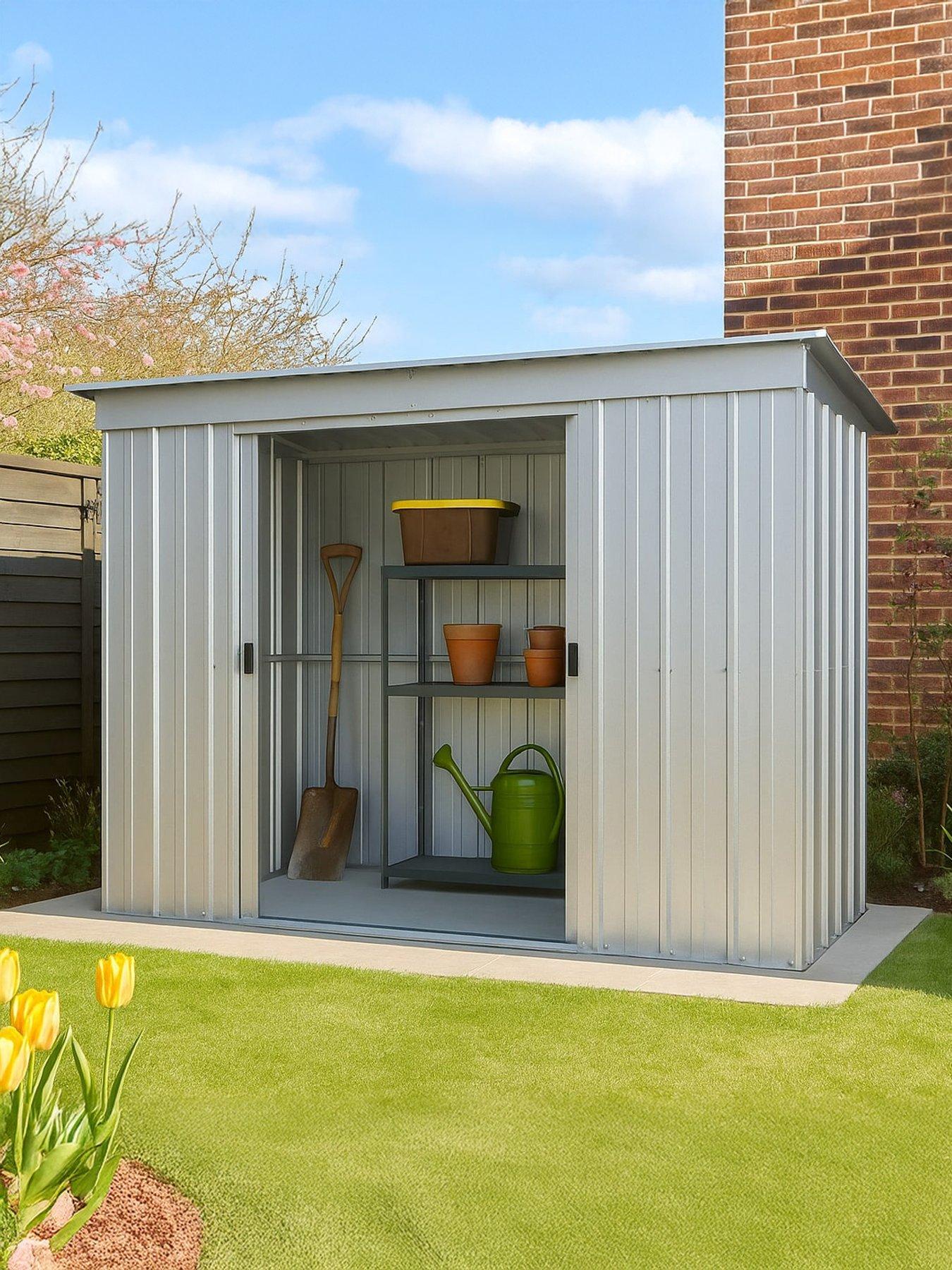 Yardmaster 8 X 4 ft Double Door Metal Pent Roof Shed