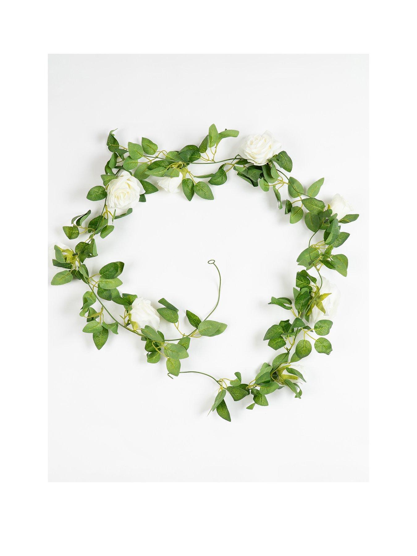 Image 2 of 3 of Scottish Everlastings 200cm Rose &amp; Bud Garland White