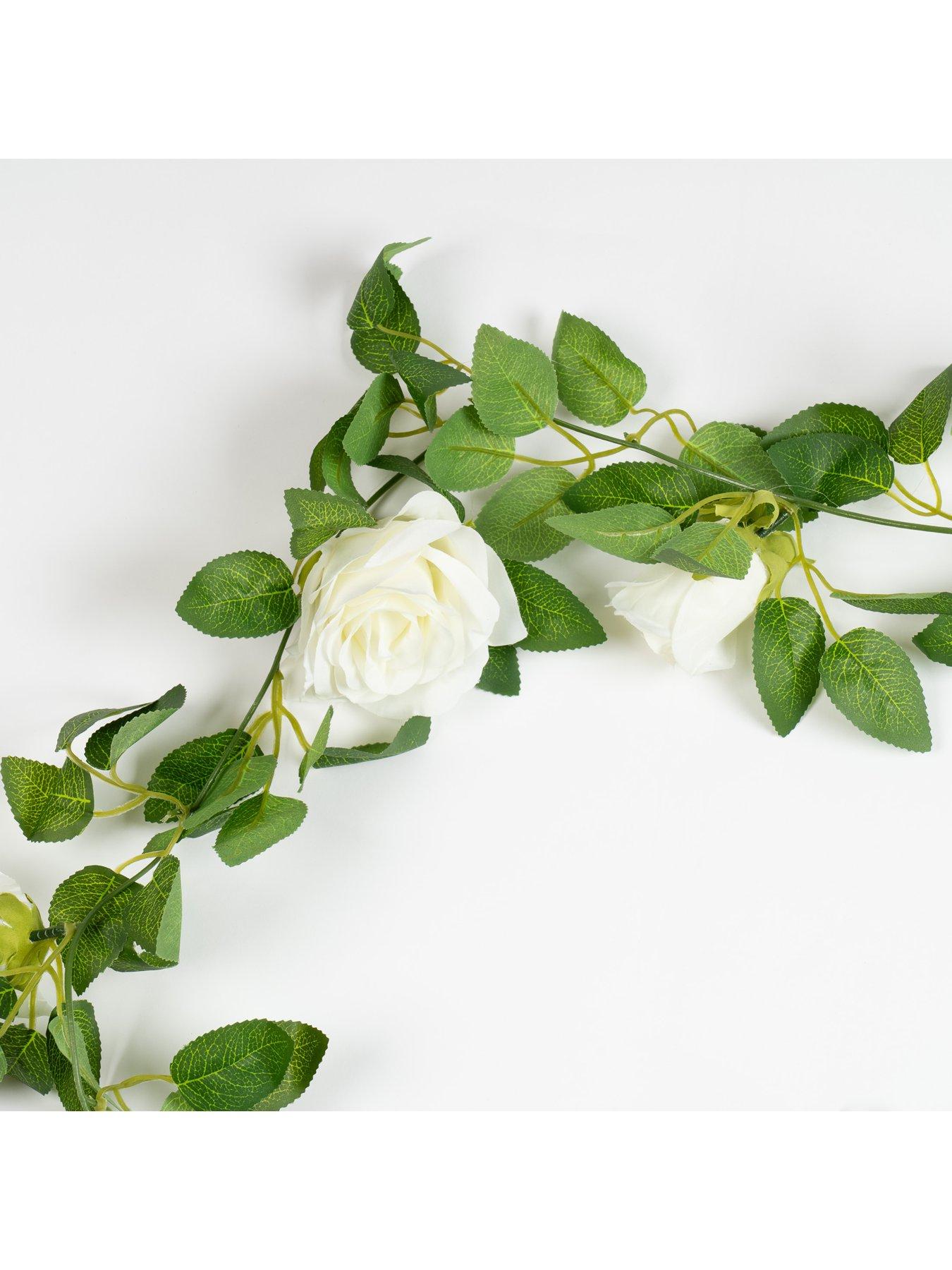 Image 3 of 3 of Scottish Everlastings 200cm Rose &amp; Bud Garland White