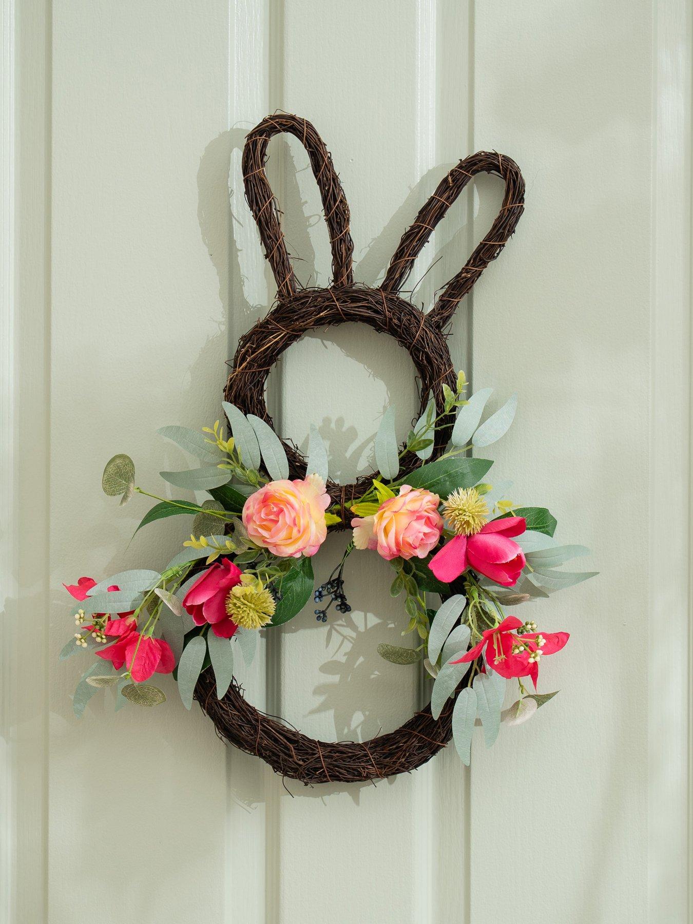 Scottish Everlastings 50cm Bougainvillea  &  Eucalyptus Rabbit Wreath