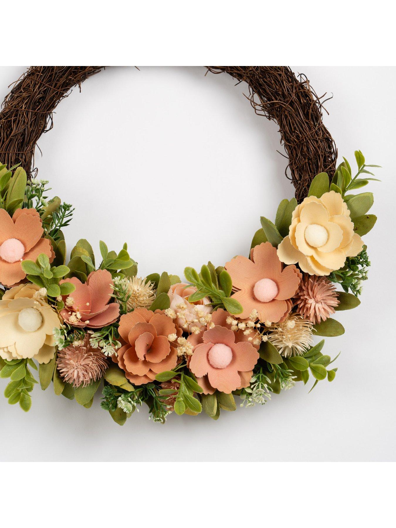 Image 3 of 3 of Scottish Everlastings 35cm Peach Wood Shave Half Wreath