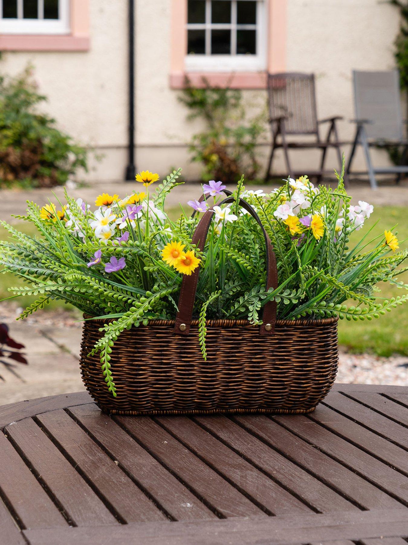 Image 1 of 3 of Scottish Everlastings 55cm Mixed Wildflower Outdoor Basket with Handles