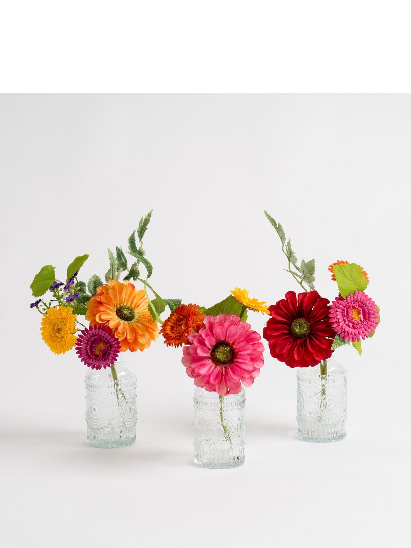 Image 2 of 3 of Scottish Everlastings Set of 3 Multi Floral Mini Posies + 3 Glass Vases