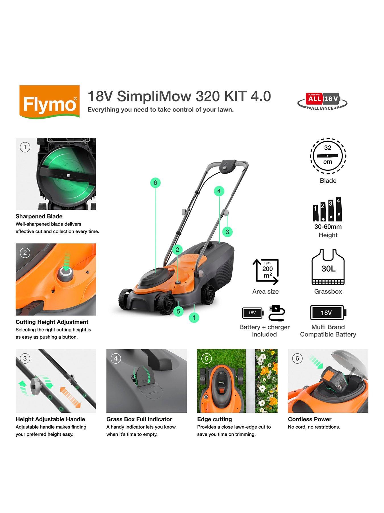  image of flymo-18v-simplimow-320-kit-40-battery-lawnmower