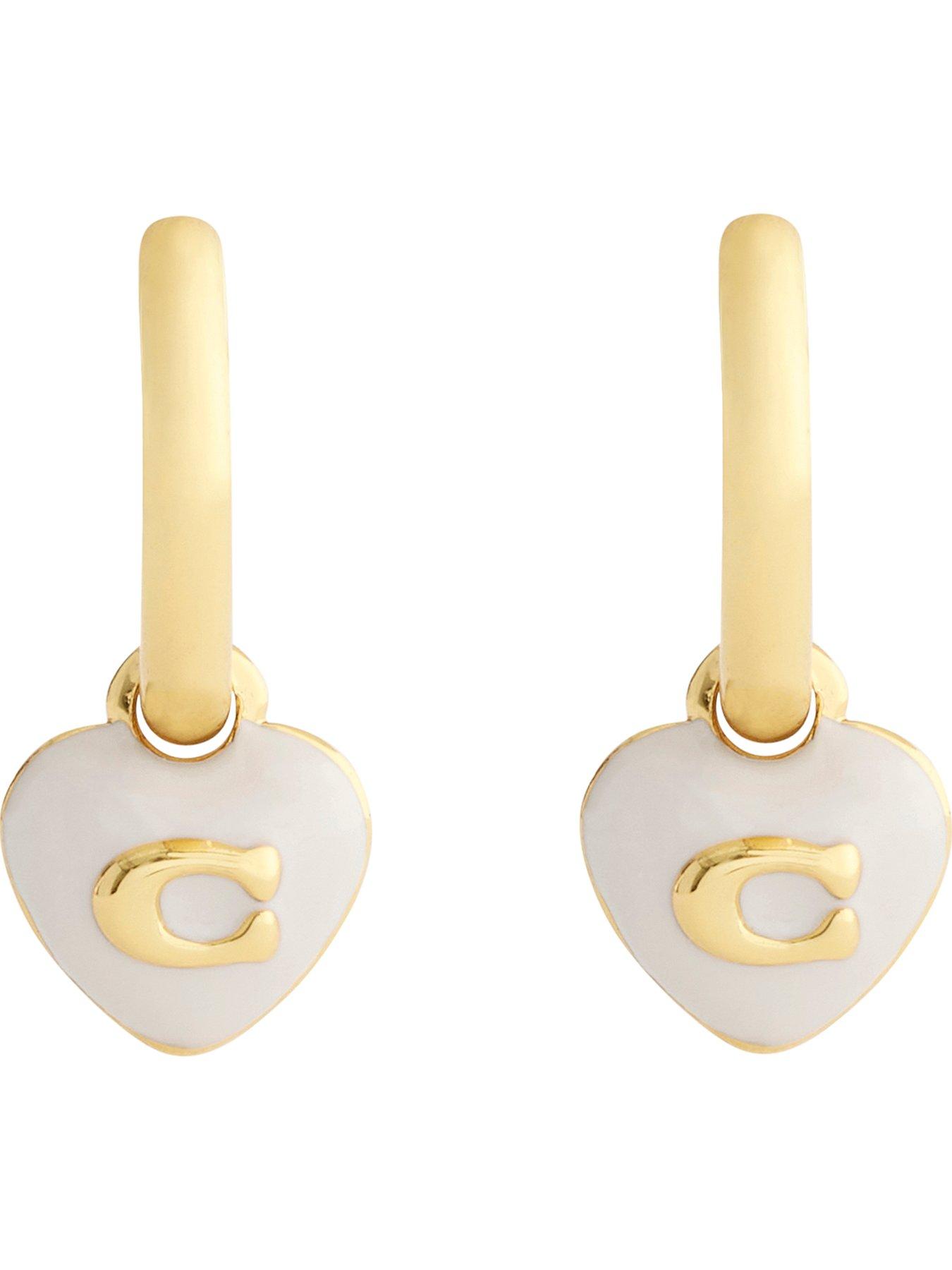 coach-enamel-c-heart-huggie-earrings-white