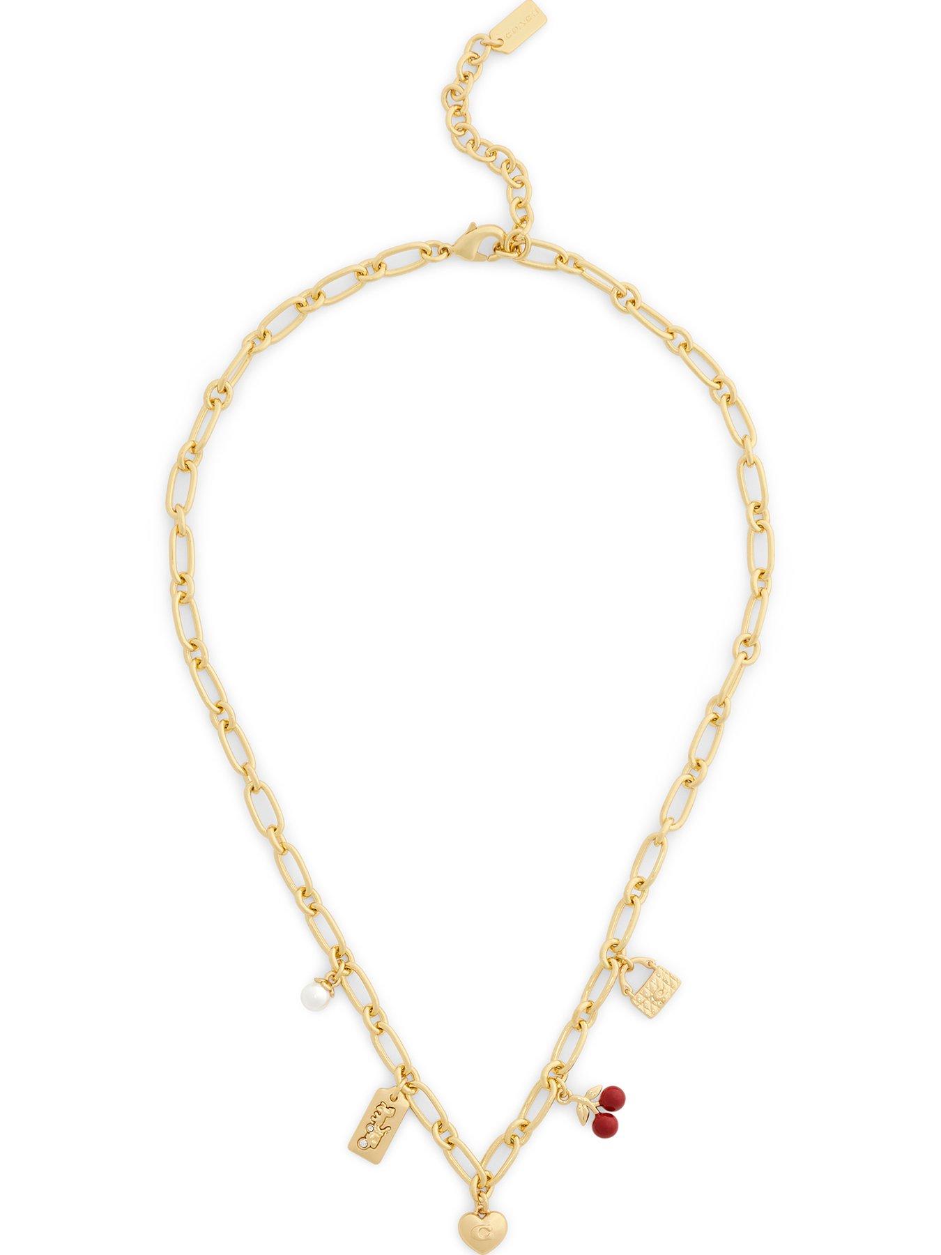 Image 1 of 4 of COACH Cherry Mix Charm Necklace - Red