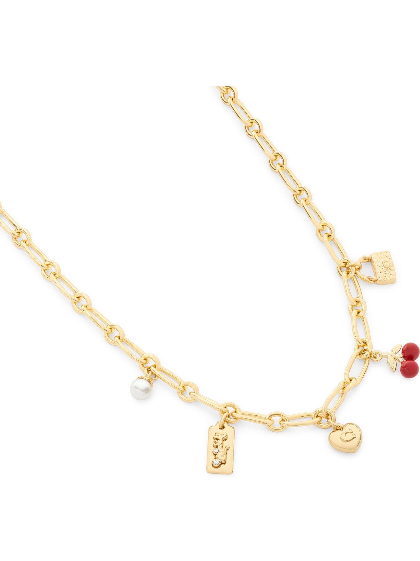 Image 3 of 4 of COACH Cherry Mix Charm Necklace - Red