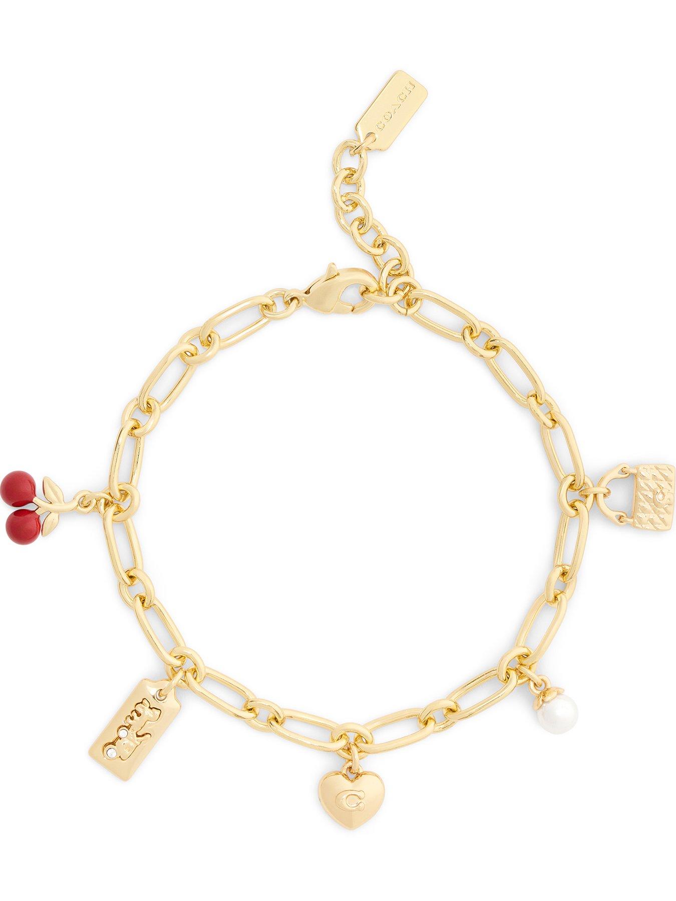 COACH Enamel Cherry Mixed Charm Bracelet - Red