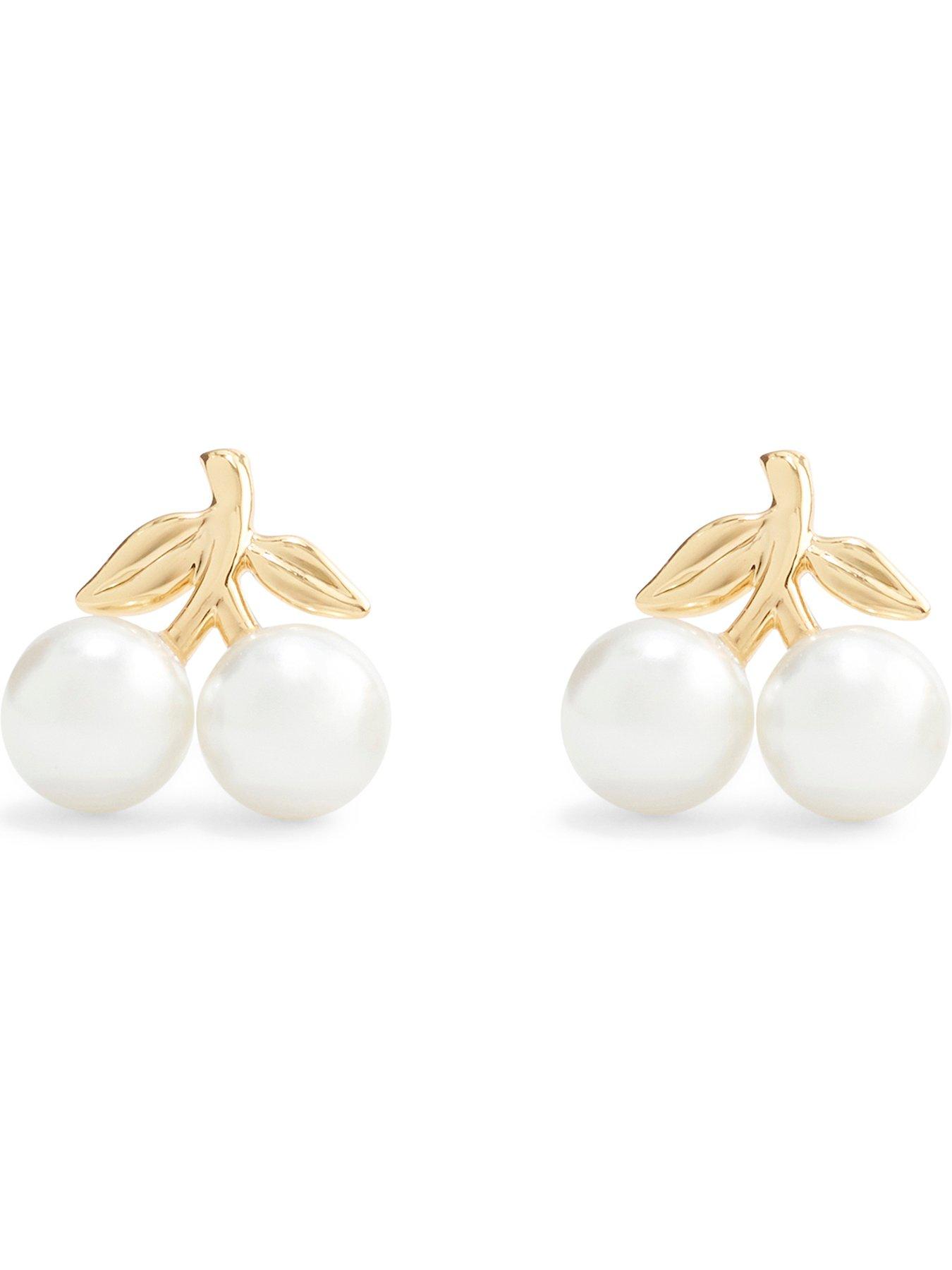 Image 1 of 2 of COACH Pearl Cherry Stud Earrings - Cream