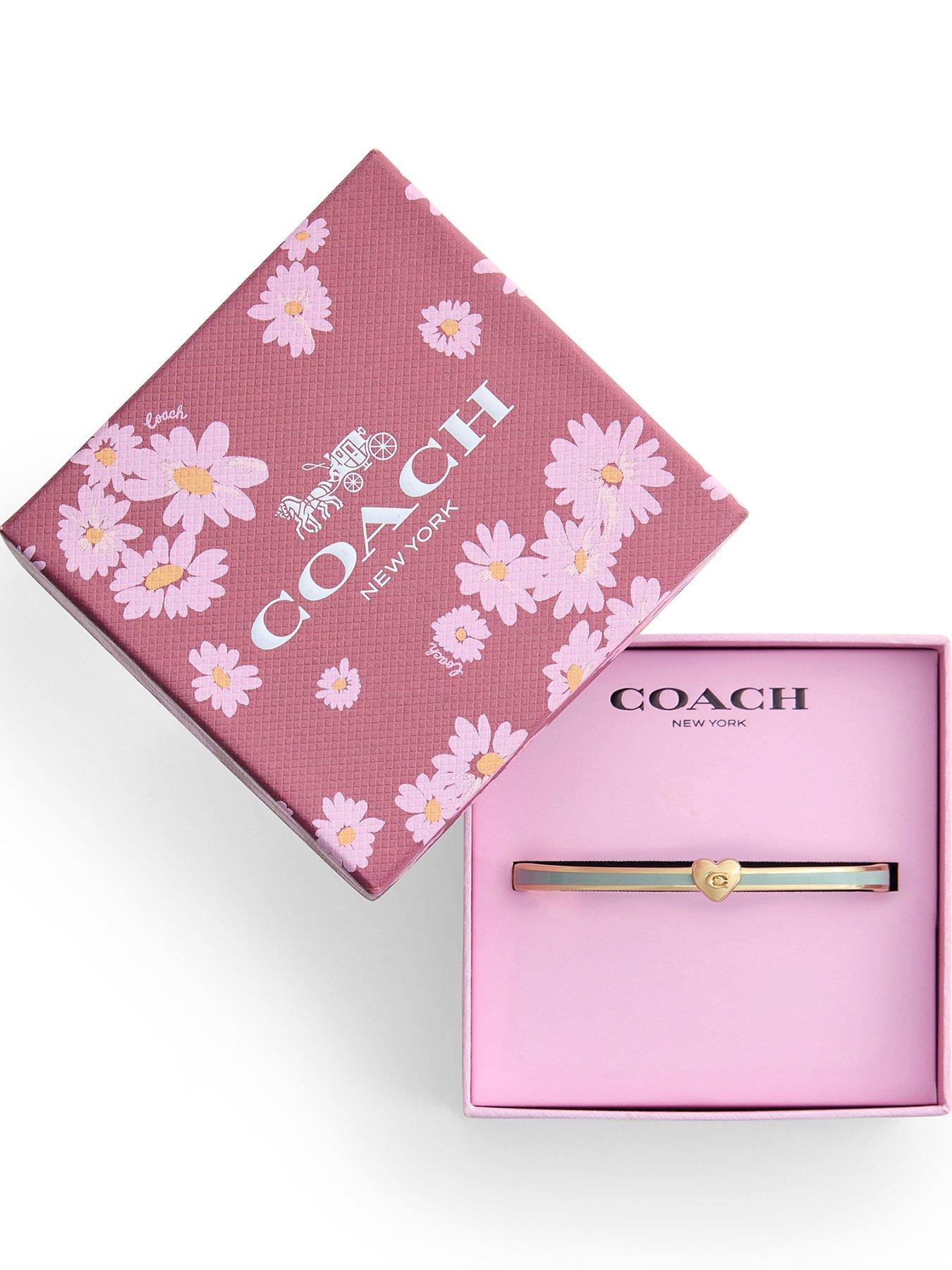 Image 1 of 4 of COACH Heart Enamel Thin Hinged Bangle Boxed - Green